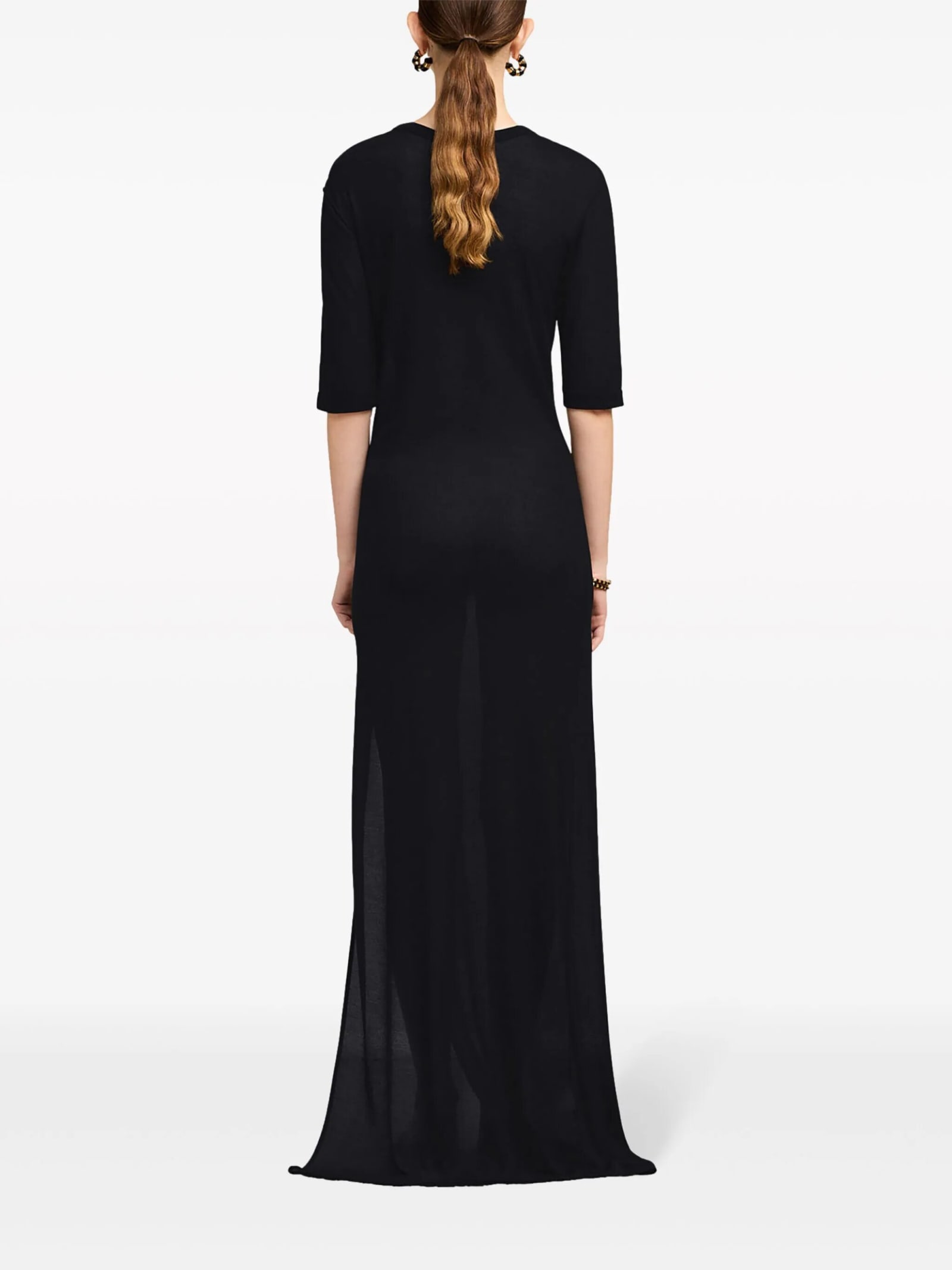 Shop Ami Alexandre Mattiussi Long Dress In Jersey In Black