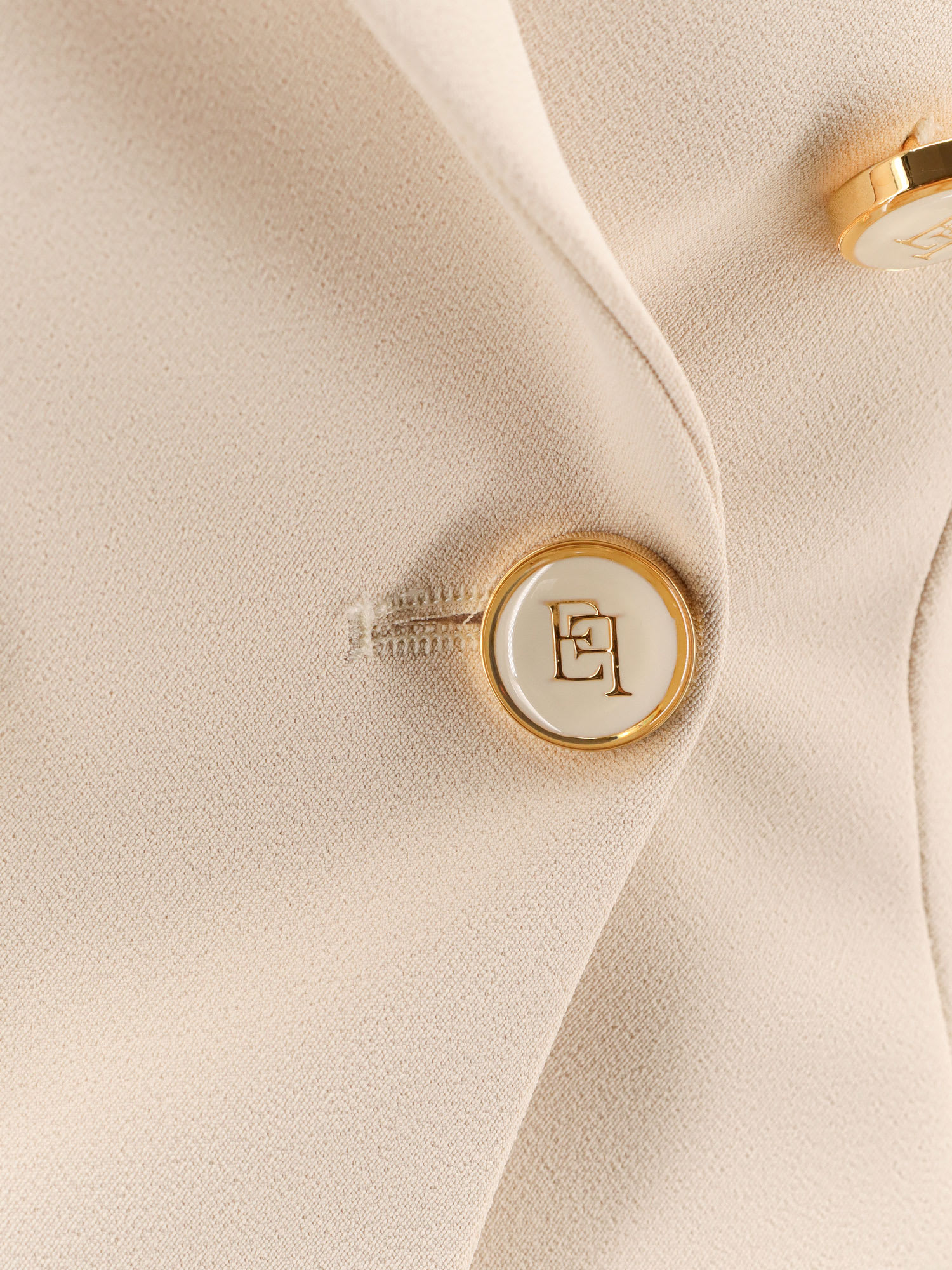 Elisabetta Franchi Fitted Blazer With Logoed Buttons In Neutral