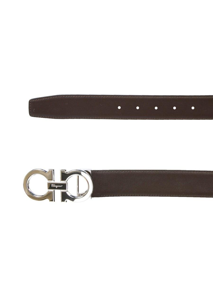 Shop Ferragamo Gancini Buckle Reversible Belt In Nero/hickory