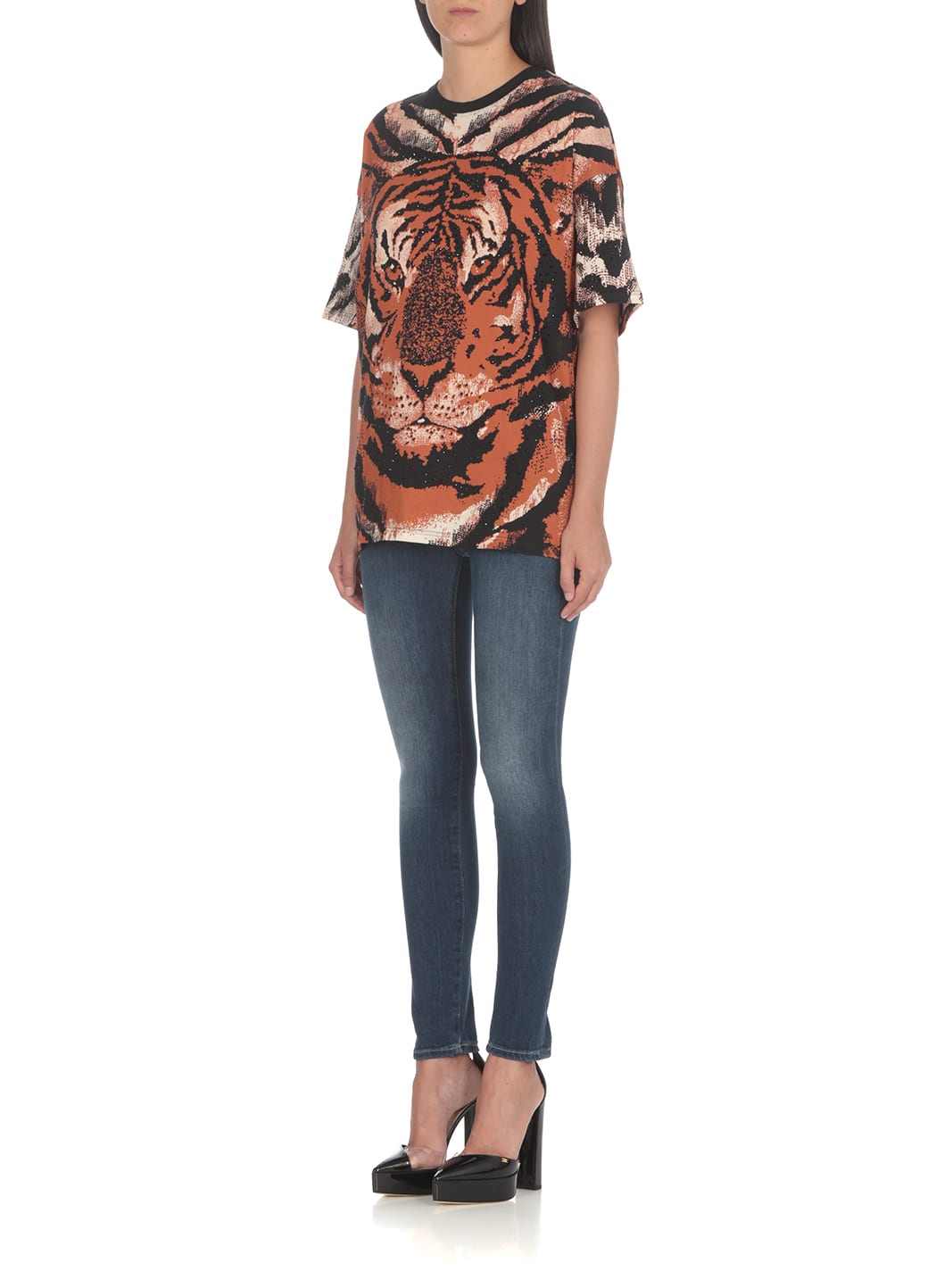 Shop Roberto Cavalli Cotton T-shirt In Multicolour