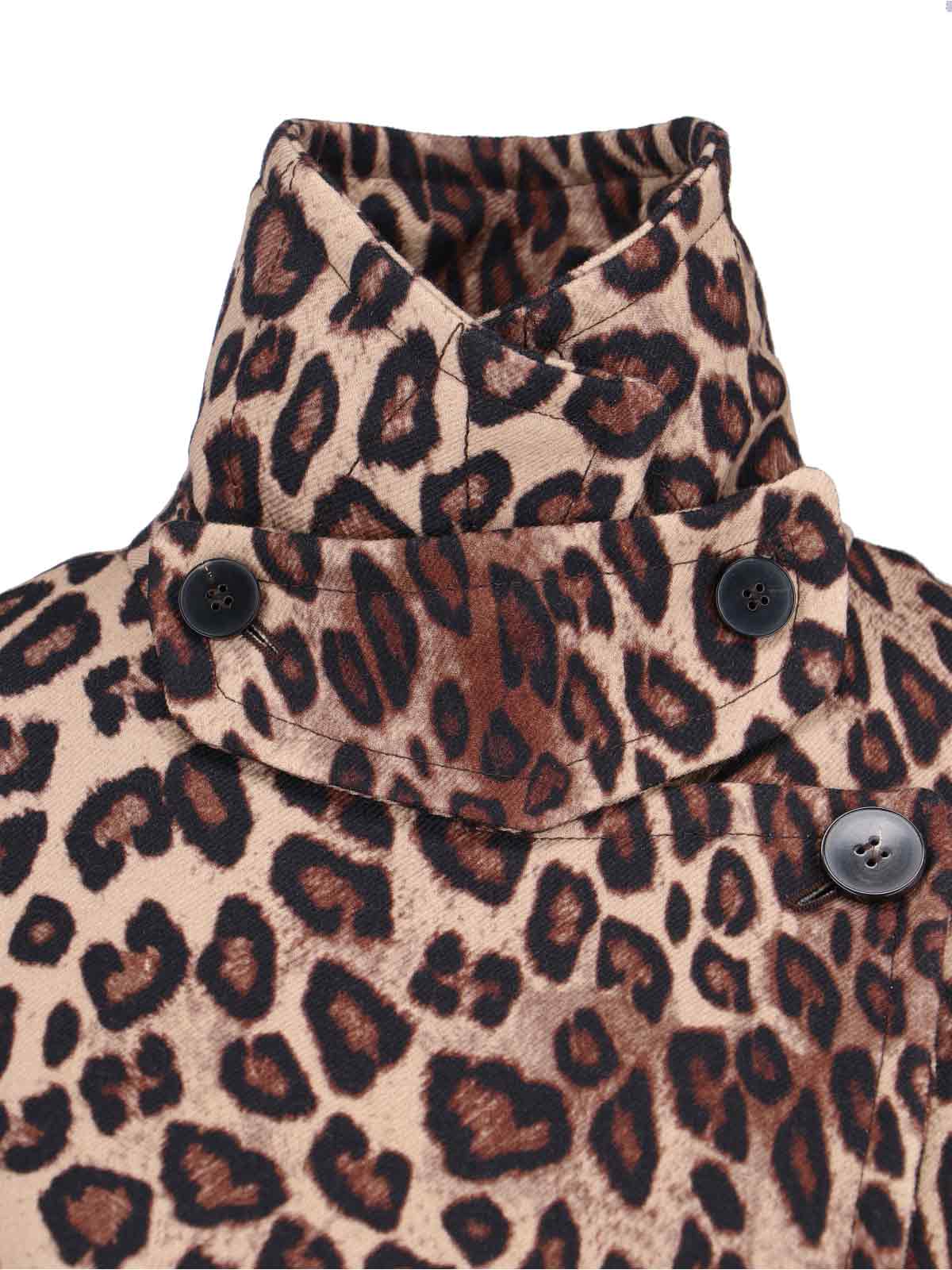 Alberto Biani Animal Print Double Breasted Jacket Wide Collar In Animal Print