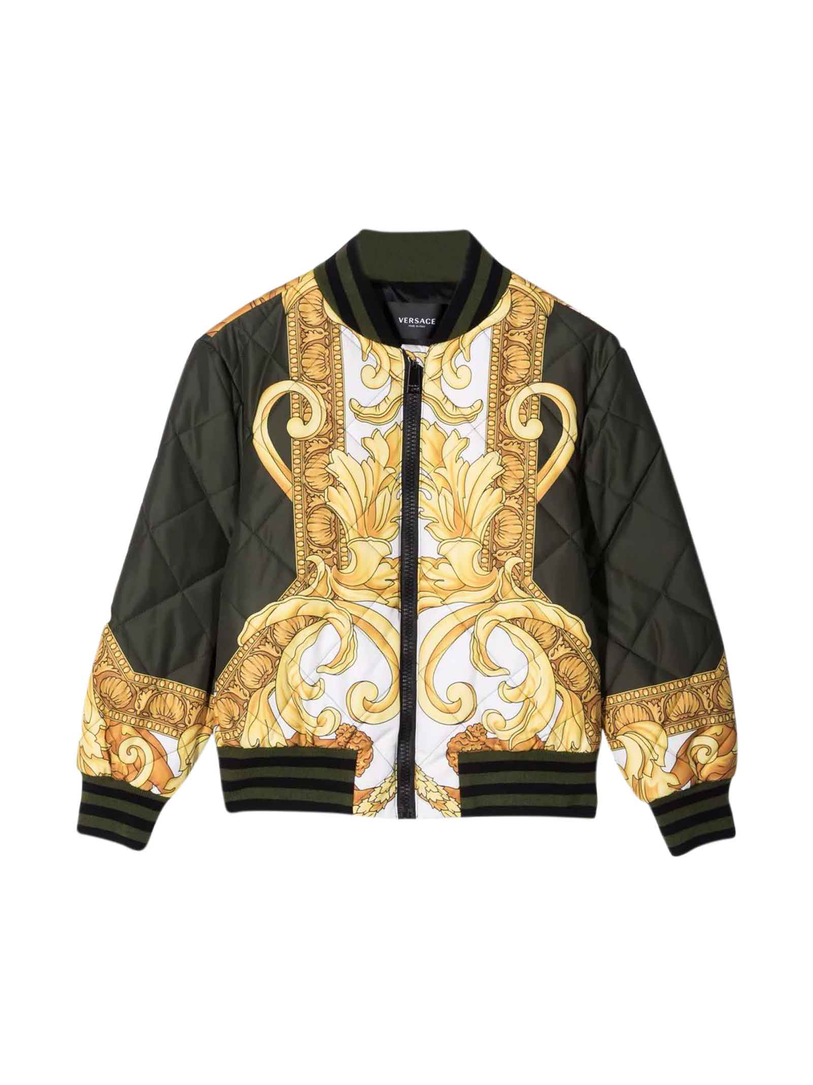 Versace Down Jacket With Baroque Print Kids