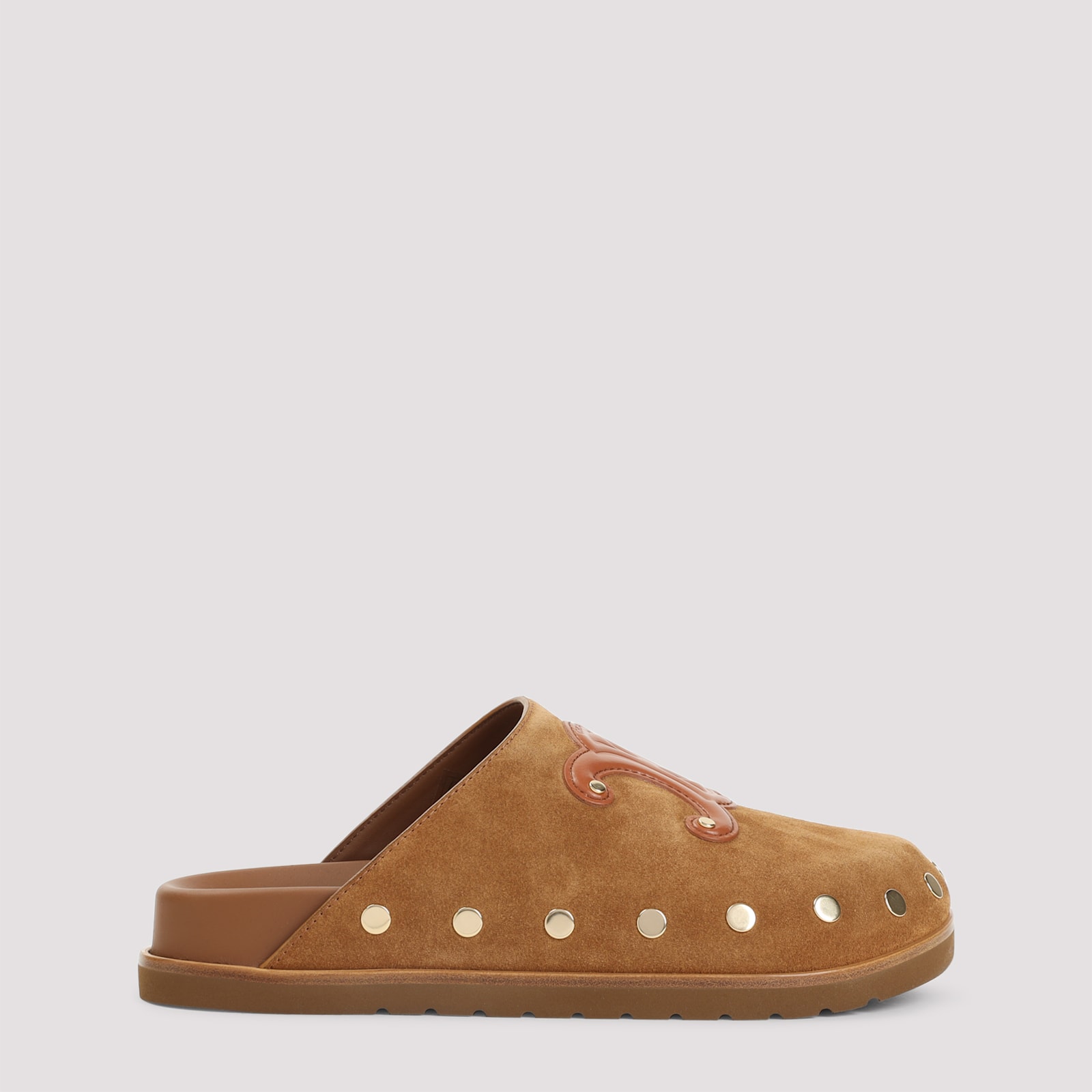 Celine Triomphe Wedge Mules Women In Brown