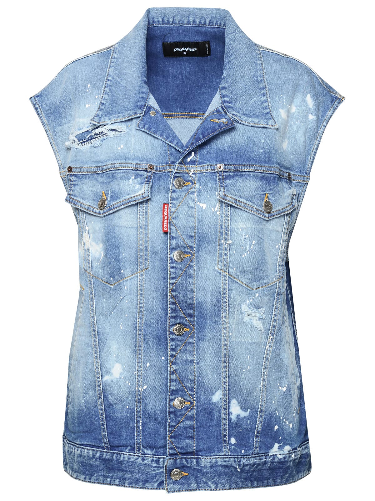 DSQUARED2 BLUE COTTON BLEND VEST