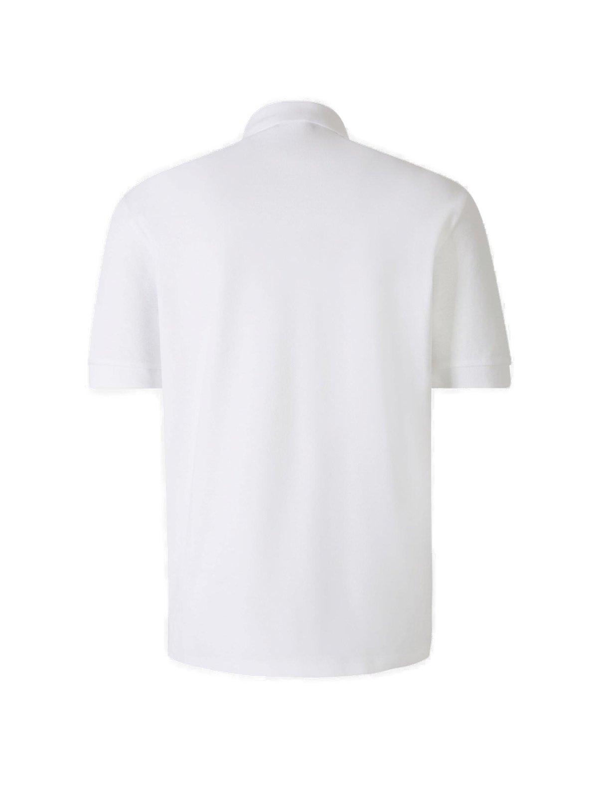 Shop Herno Logo Embroidered Short-sleeved Polo Shirt In Bianco