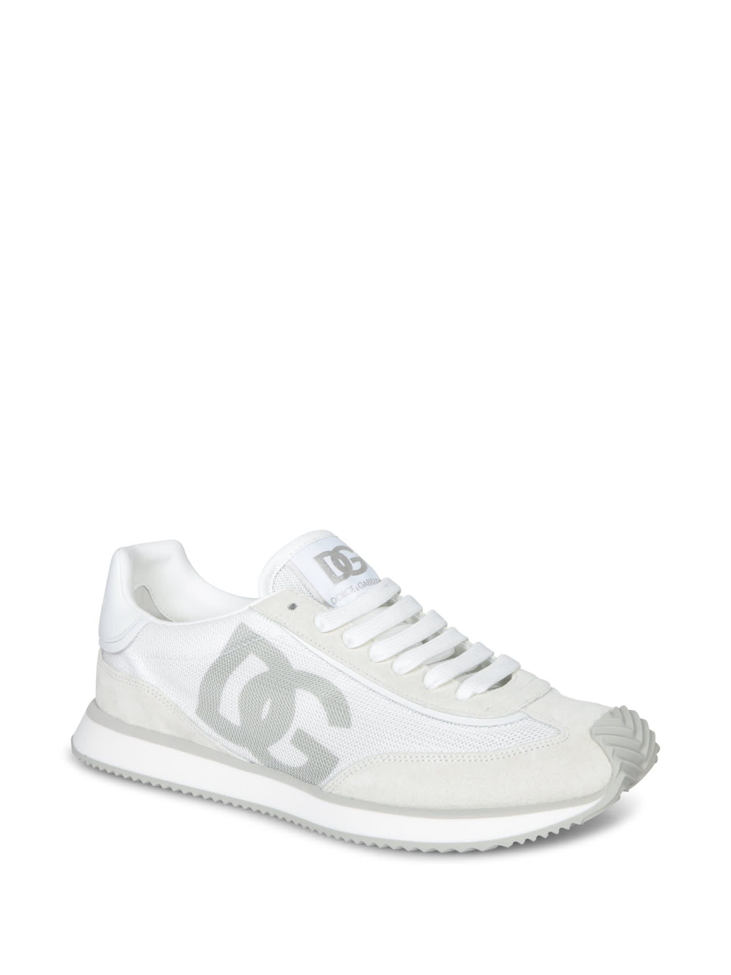 Dolce & Gabbana Portofino Calfskin Sneakers Dg Logo In White