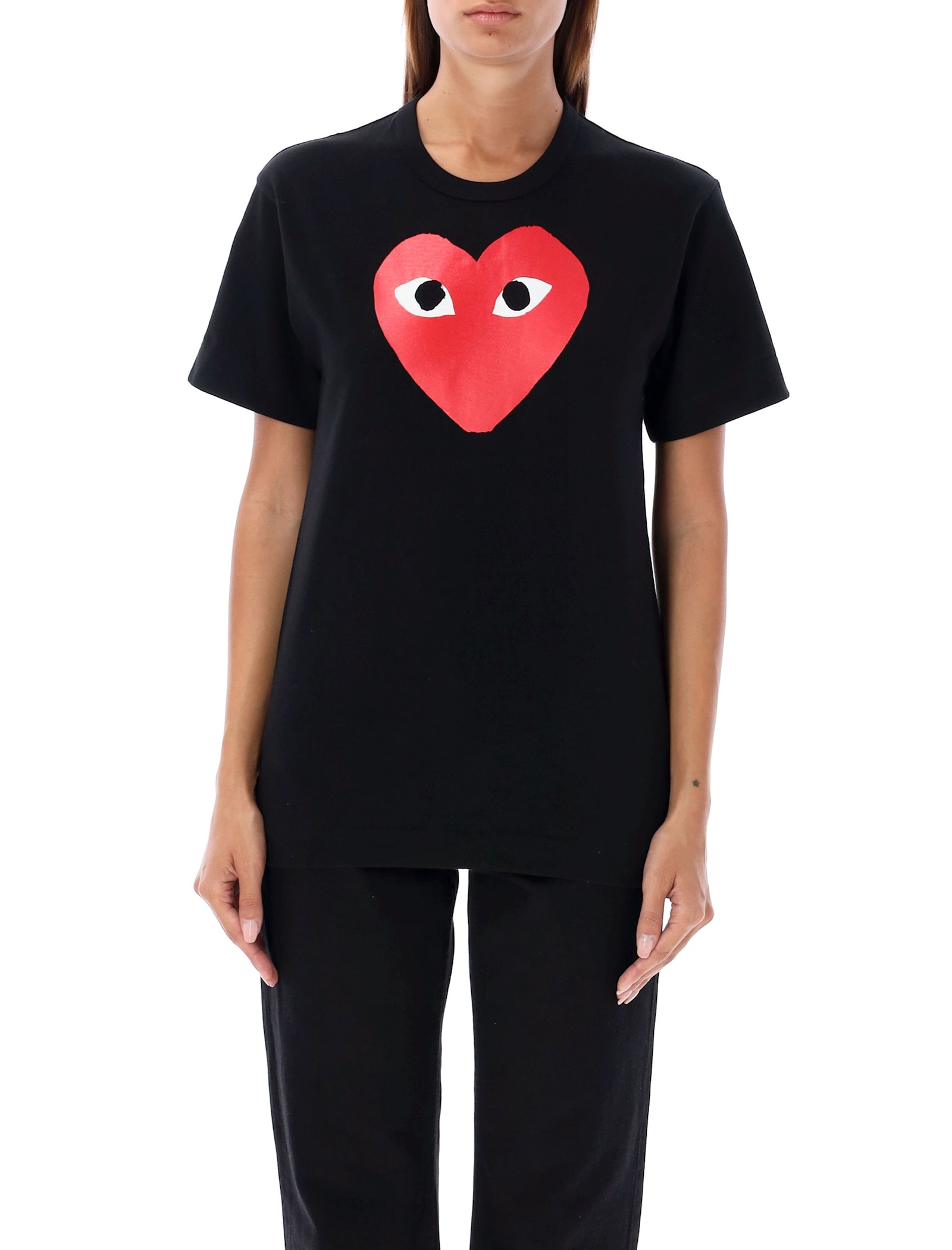 Shop Comme Des Garçons Play Big Heart Print Tee In Black