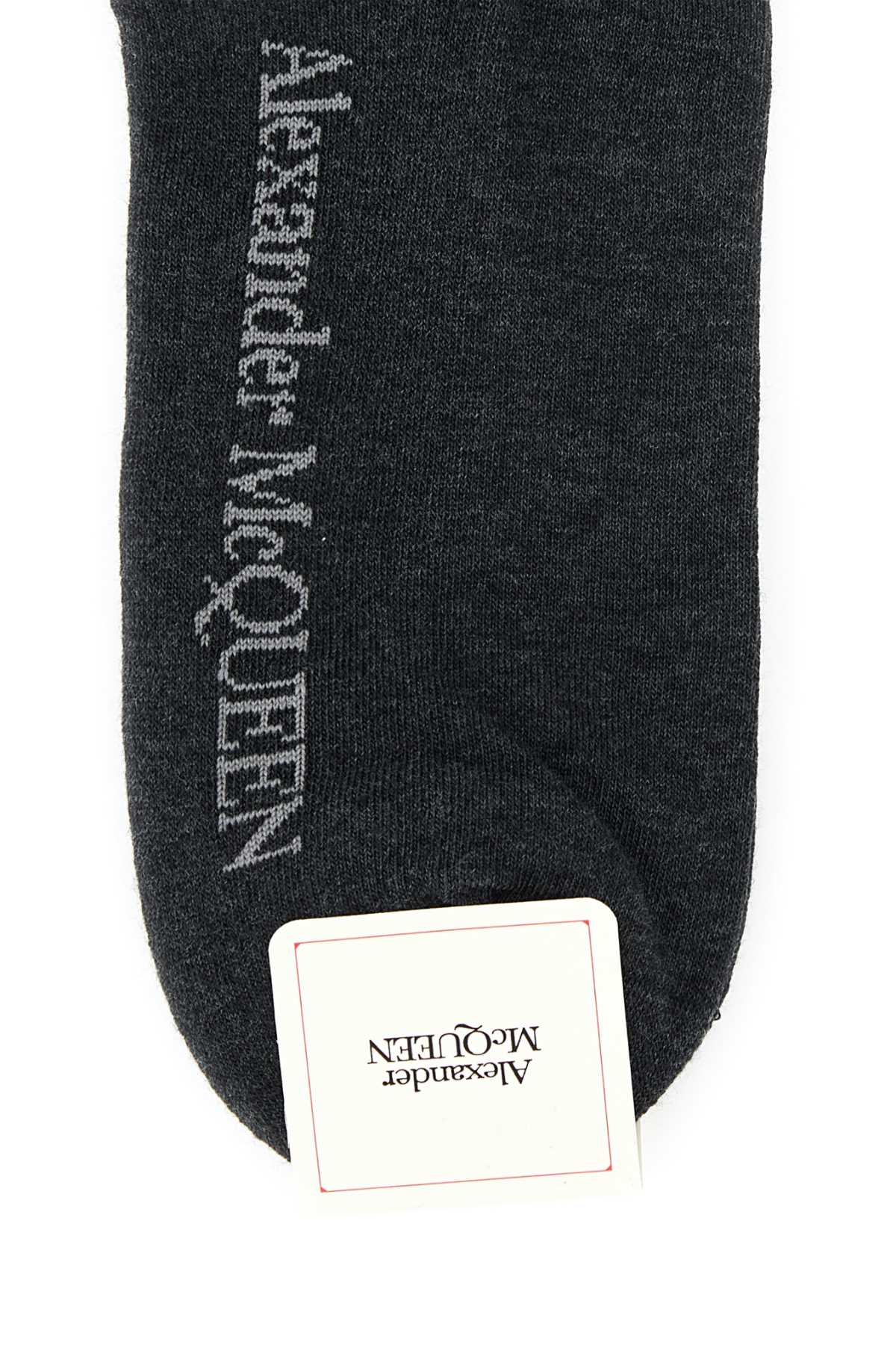 Shop Alexander Mcqueen Graphite Stretch Cotton Blend Socks In Blackmediumgrey