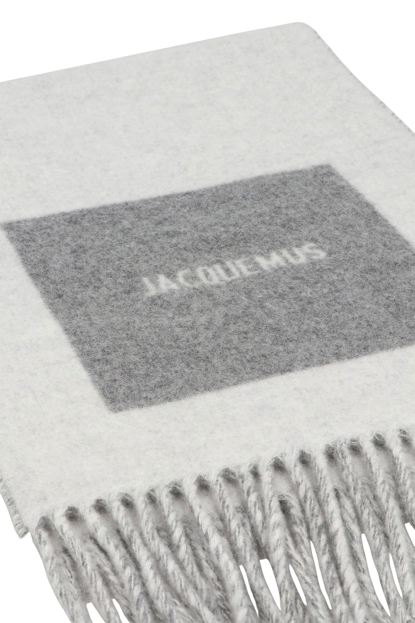 Jacquemus Panelled Fringed Scarf In Gray