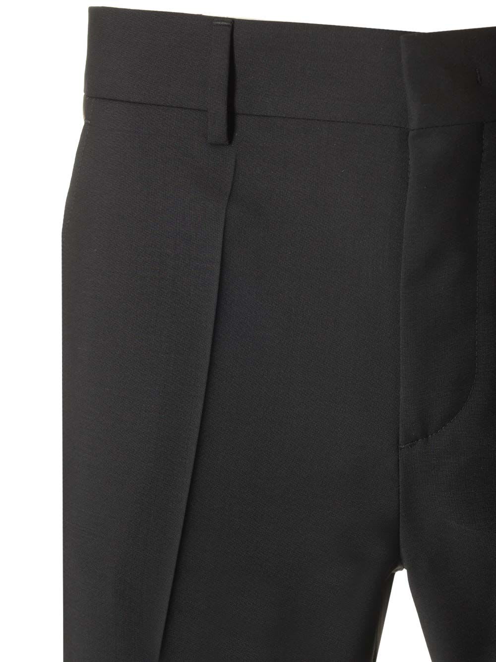 Shop Valentino Mohair Wool Trousers In Black