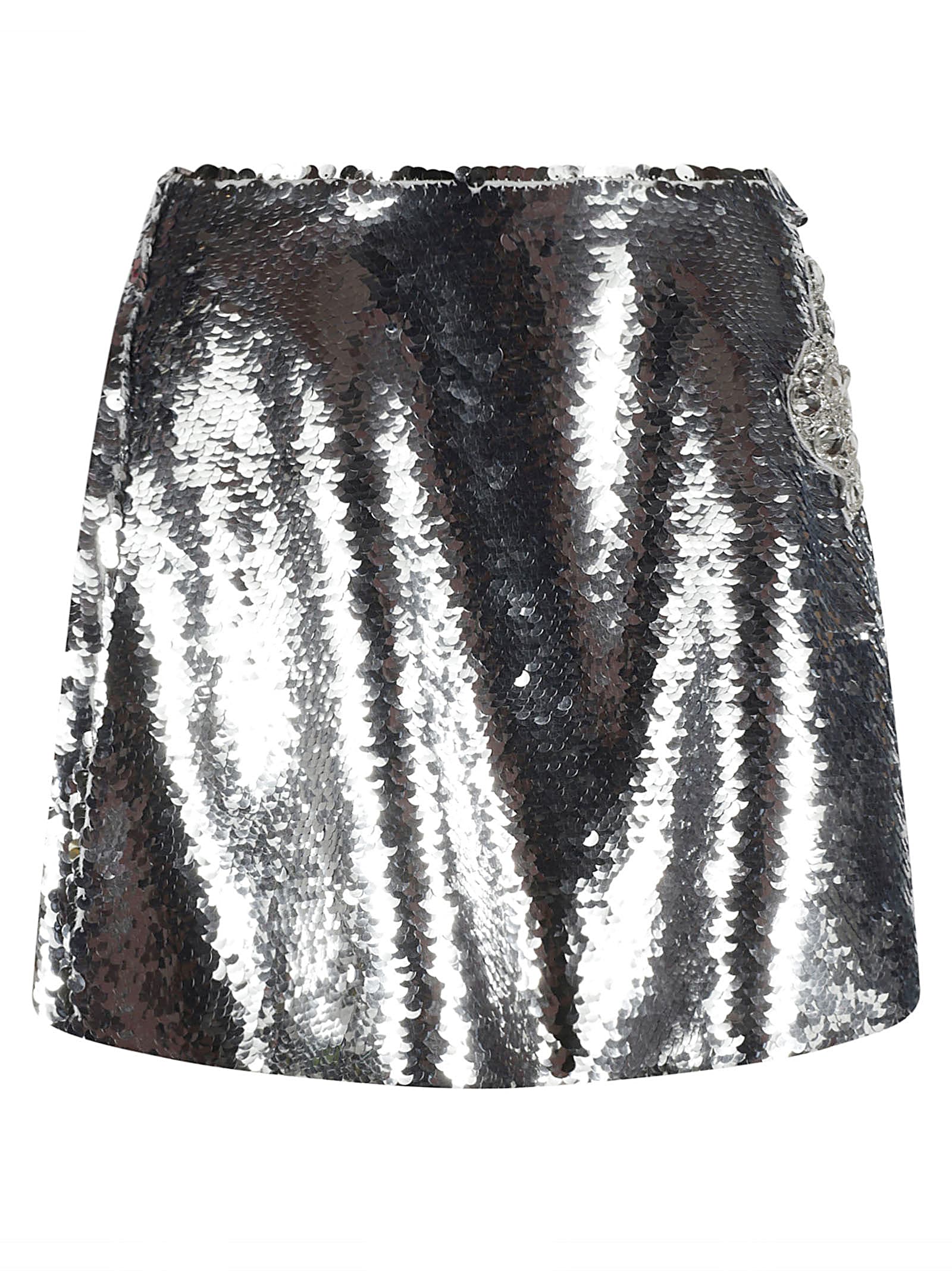 Shop Genny Sequin-coated Skirt In Silver