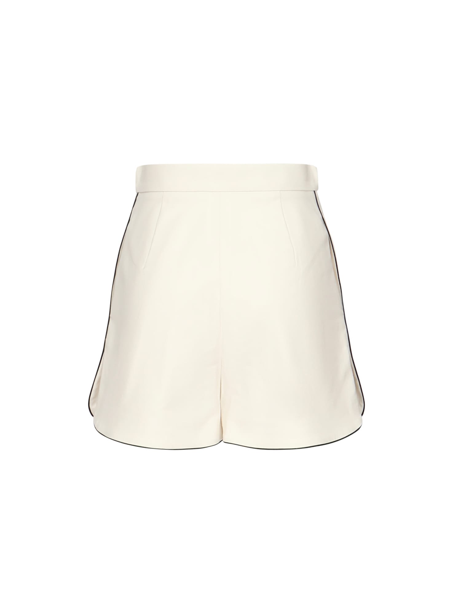 Max Mara Double Cotton Canvas Shorts In Neutral