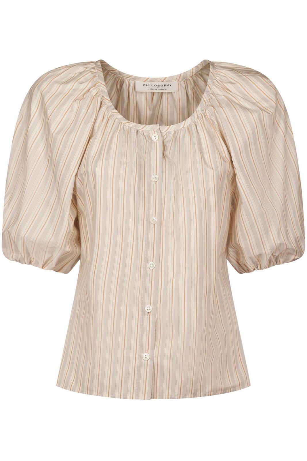 Baloon Sleeves Striped Shirt