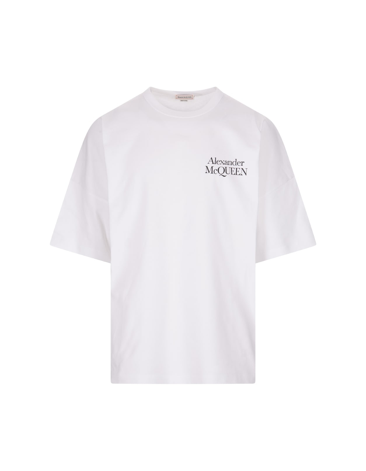 Shop Alexander Mcqueen Oversize Logo T-shirt In White In Bianco