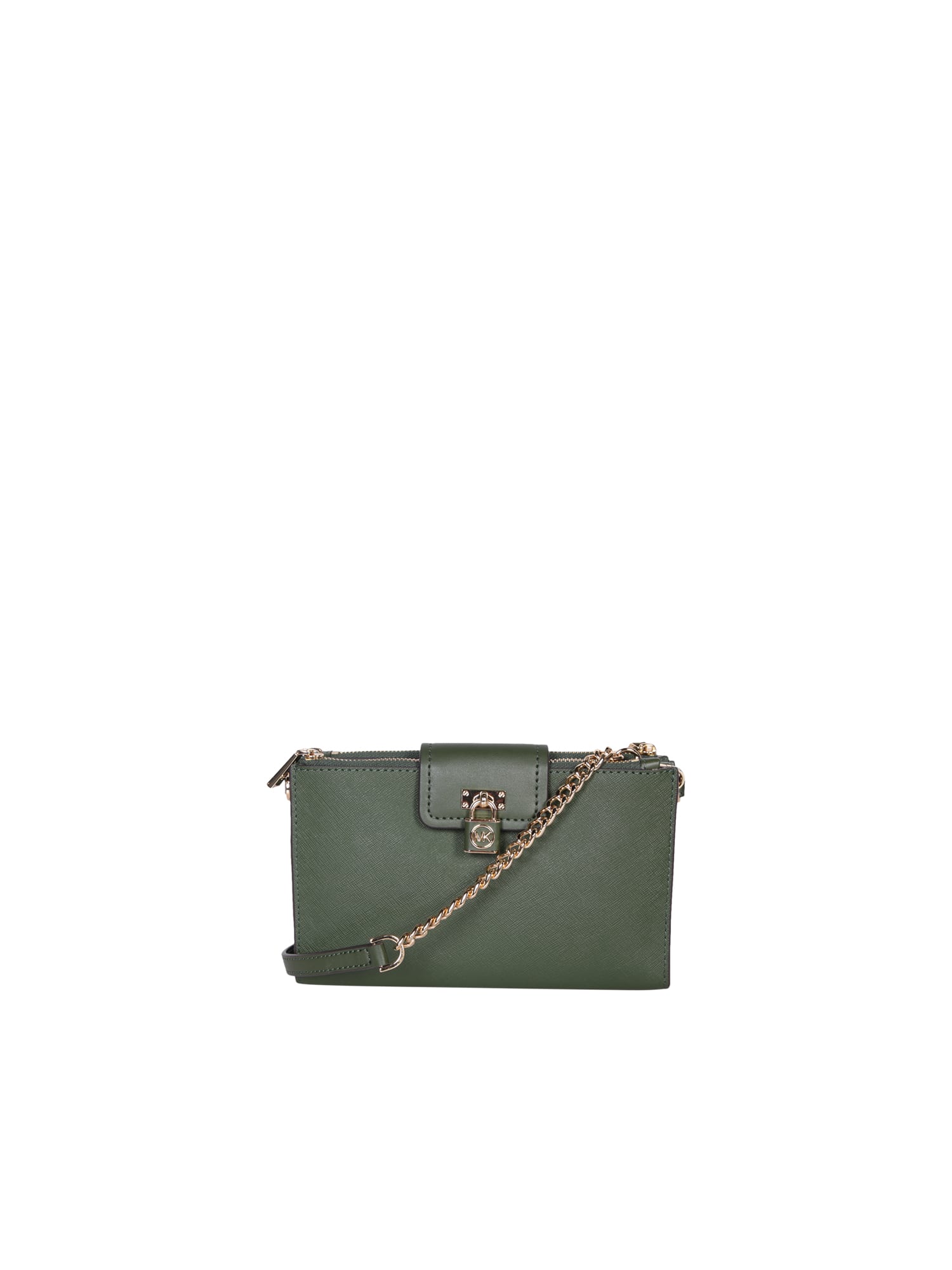 Shop Michael Kors Small Ruby Leather Shoulder Bag In Green