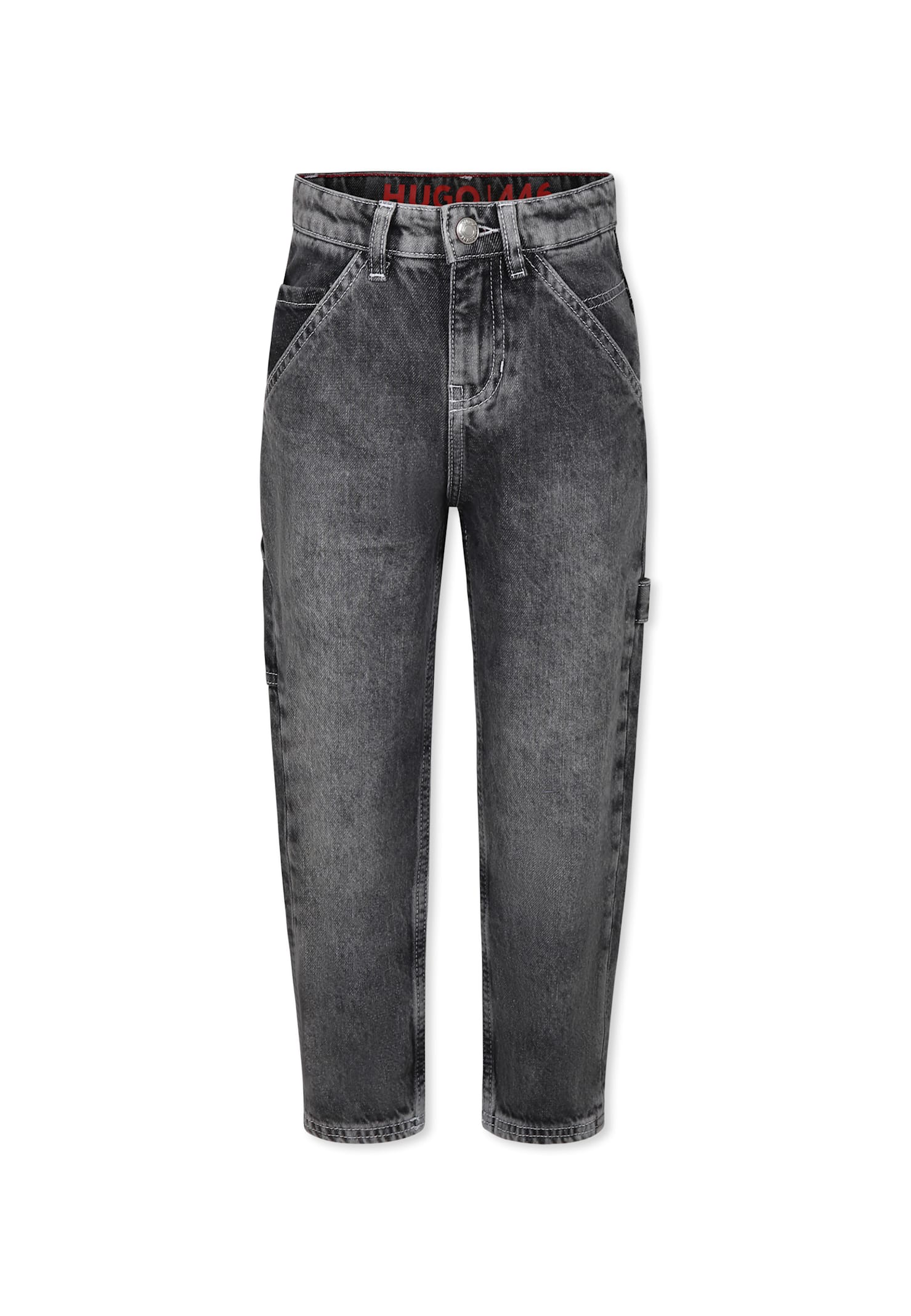 Hugo Boss Grey Jeans For Boy With Logo In Grey