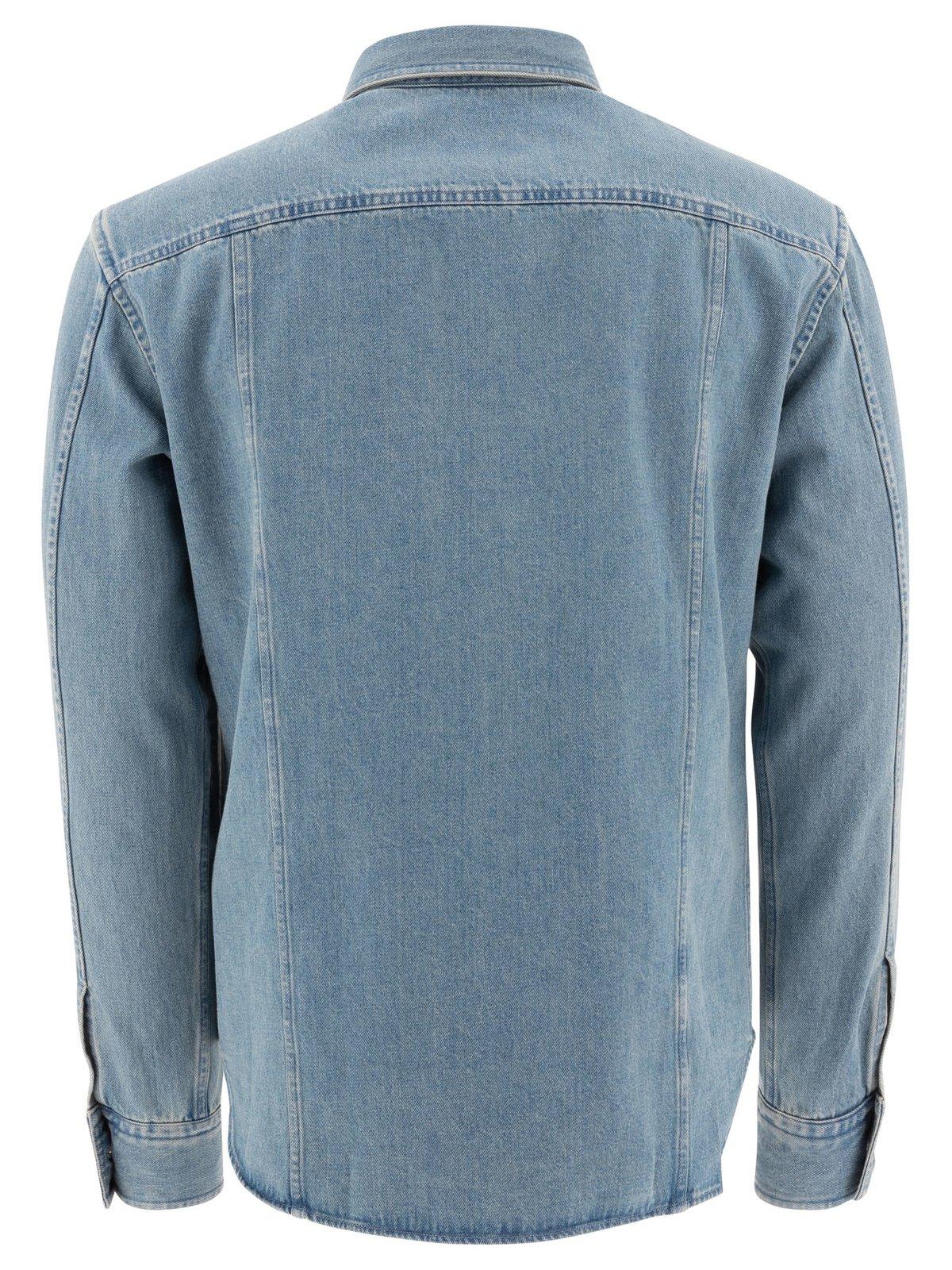 Tom Ford Light Blue Western Panel Shirt With Flap Pockets In Blue