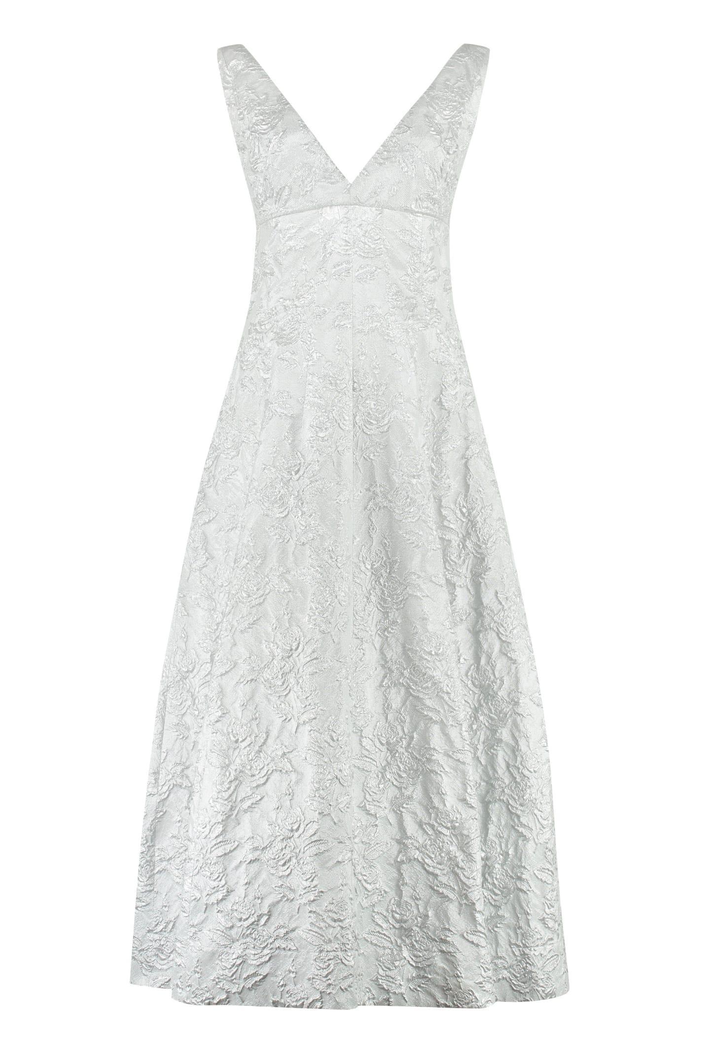 Shop Philosophy Di Lorenzo Serafini Floral Midi Dress In Silver