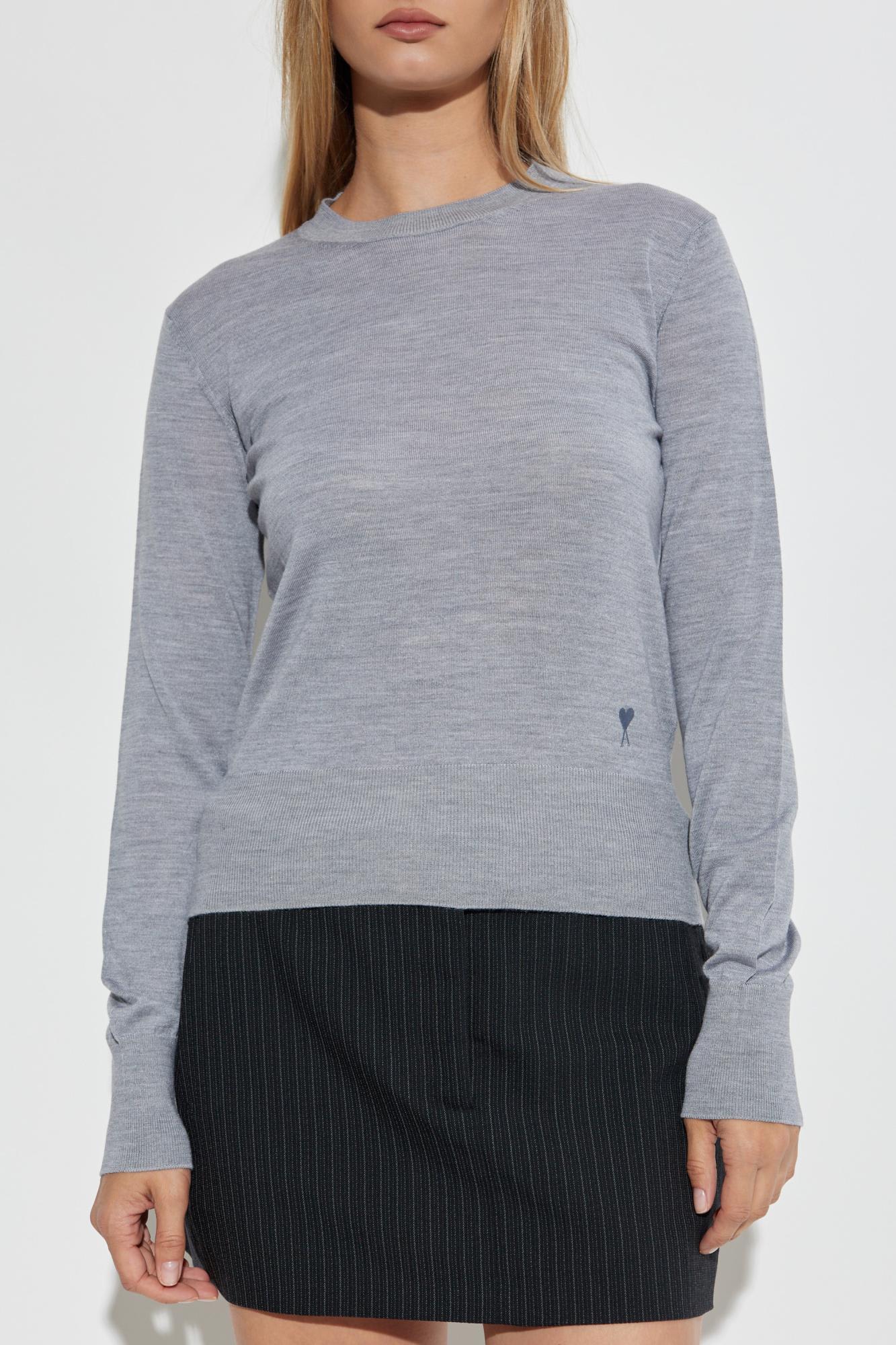 Ami Alexandre Mattiussi Ami Women Crew Neck Sweater In Wool And Silk In Gray