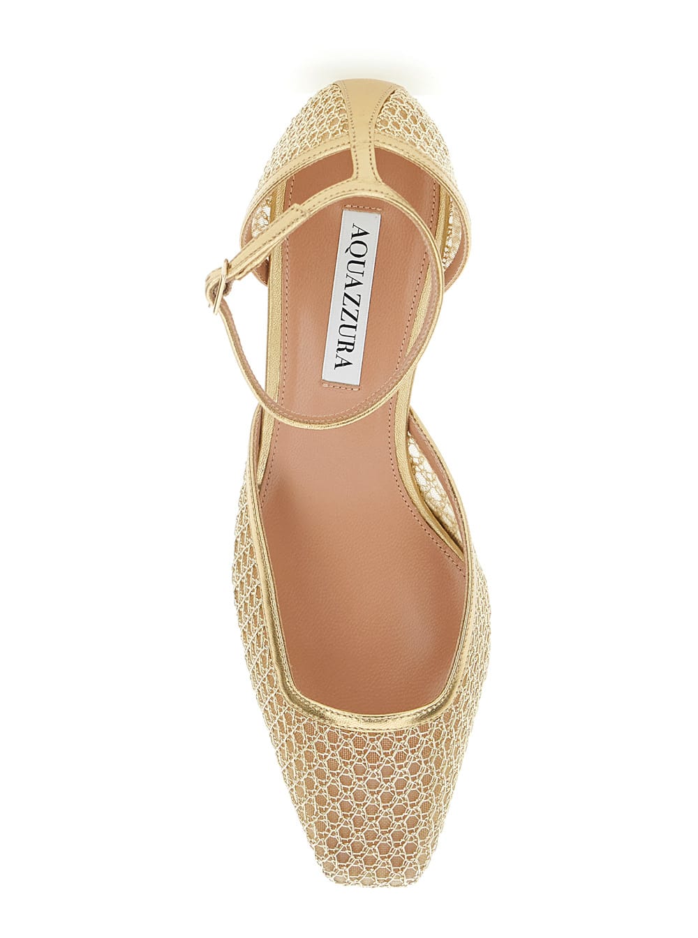 Aquazzura Asha 35 Leather-trimmed Mesh Pumps In Metallic