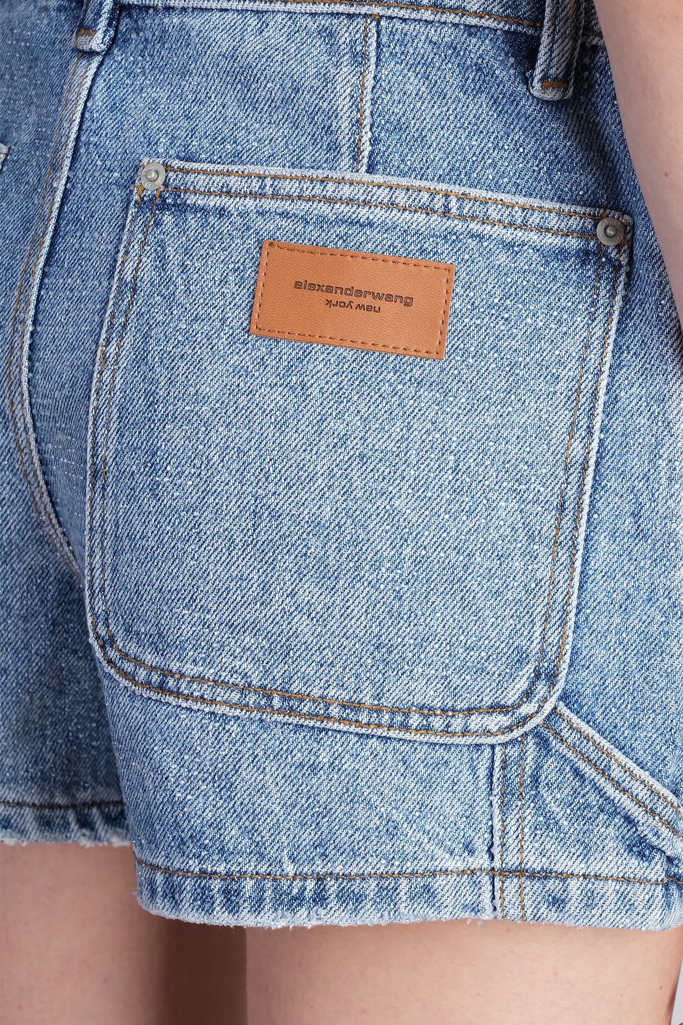 Alexander Wang Denim Shorty Embellished Shorts In Blue