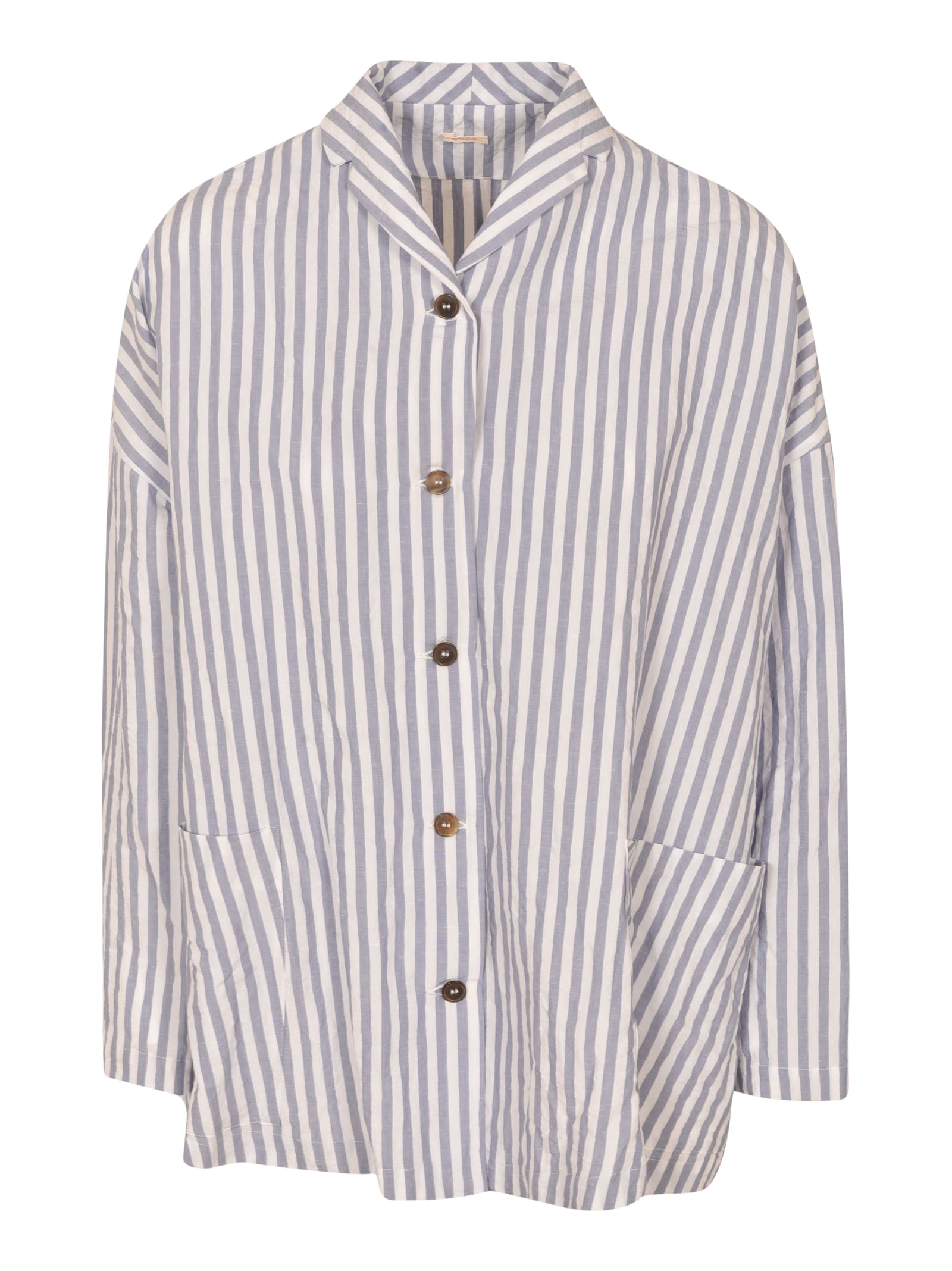 A Punto B Loose Fit Striped Shirt In White