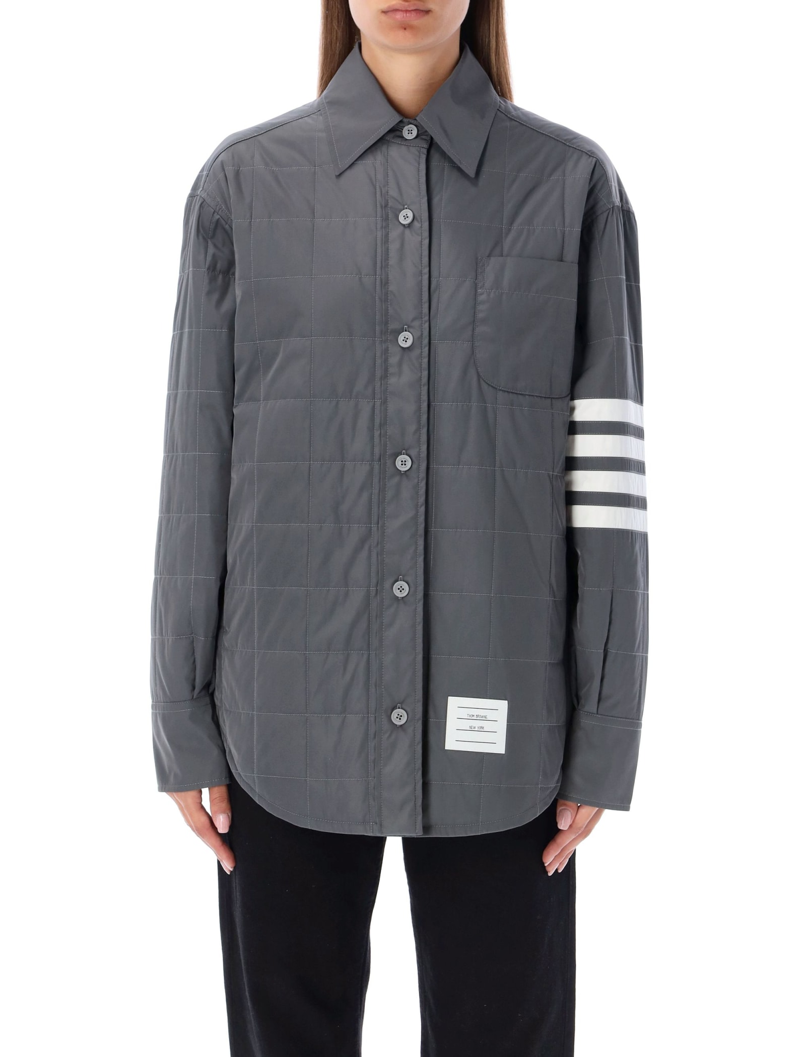 THOM BROWNE QUILTED TECH DOWN SHIRT JACKET