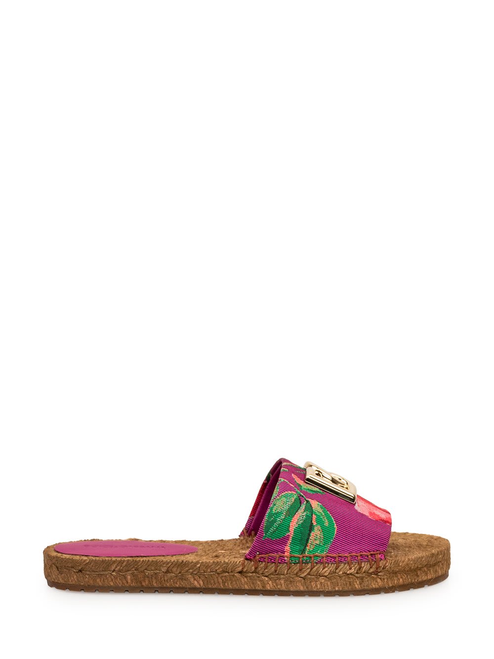 Shop Dolce & Gabbana Espadrille With Flowers In Multicolor Fuxia