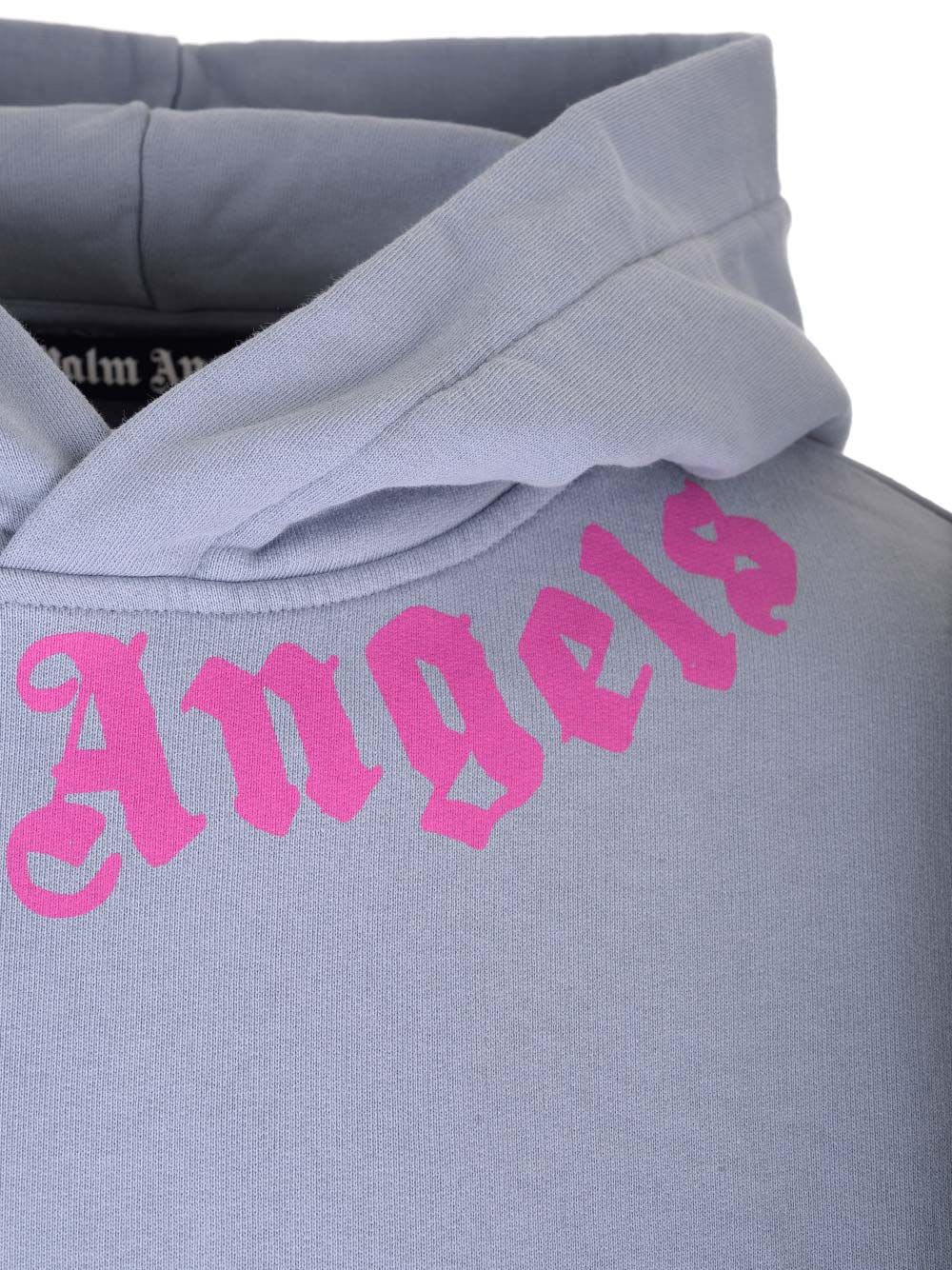 Shop Palm Angels Neck Logo Hoodie In Grey