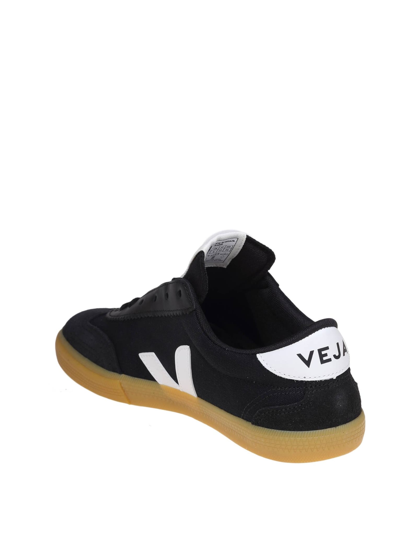 Shop Veja Volley Sneakers In Black Canvas In Black/white