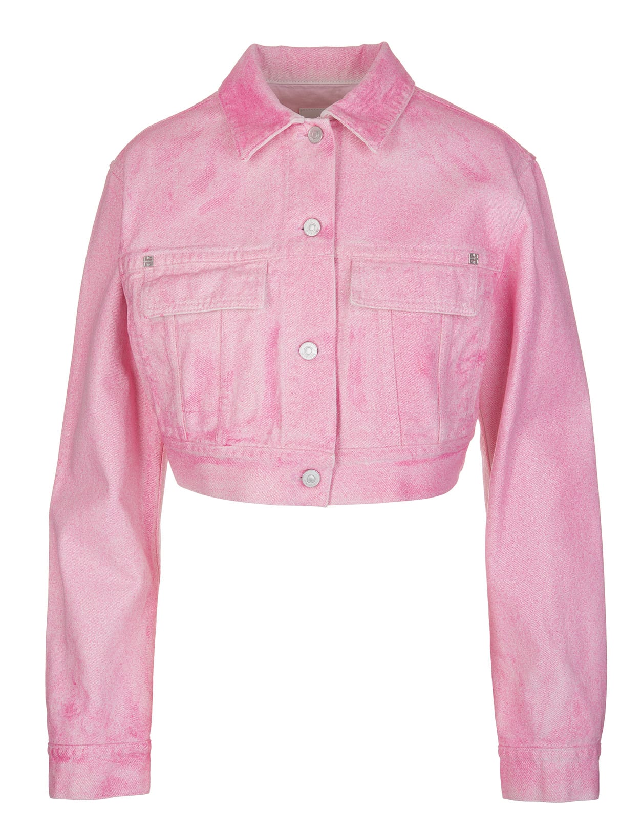 Givenchy Woman Short Jacket In Pink Denim With Sequins