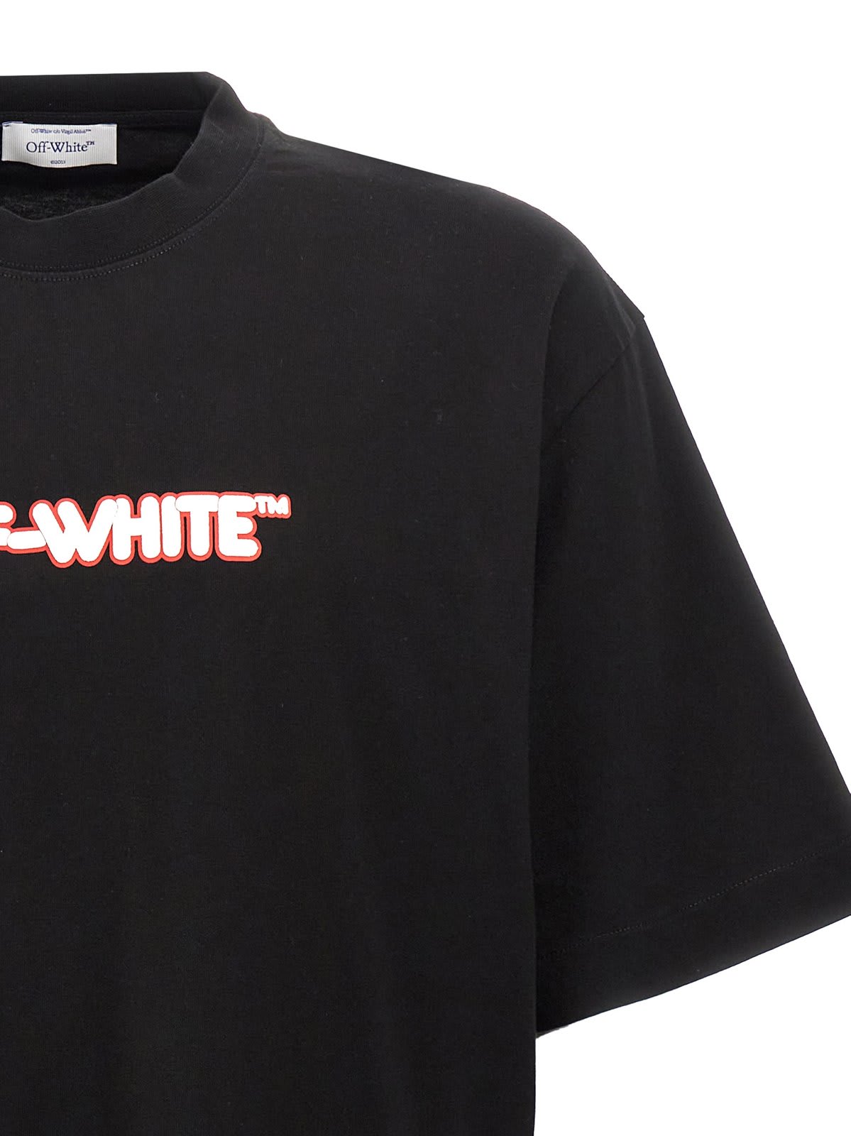 Shop Off-white Logo Printed Crewneck T-shirt In Black/white