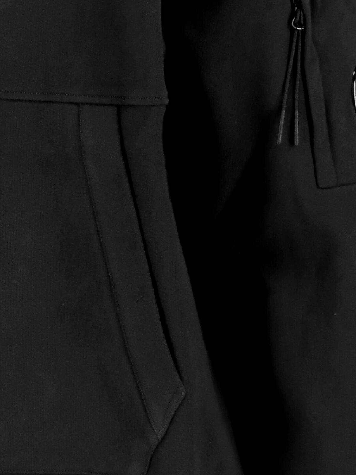 C.p. Company Classic Black Hoodie With Kangaroo Pocket And Signature Detail In Multi