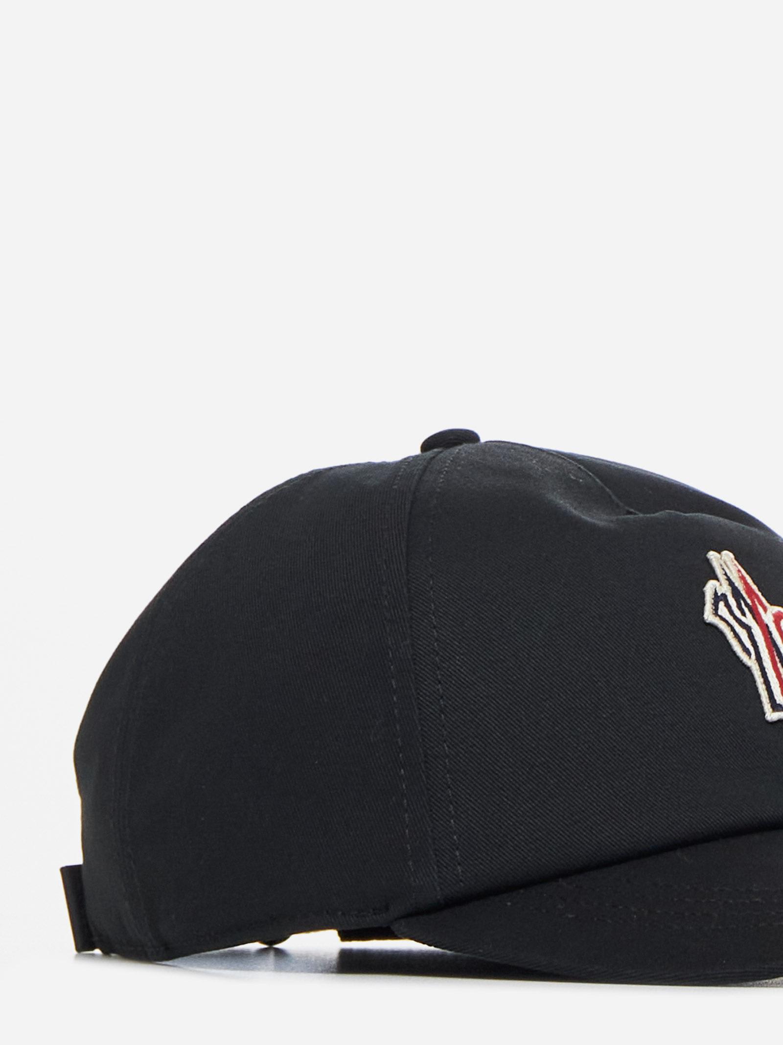 Shop Moncler Logo Cotton Baseball Cap In Black