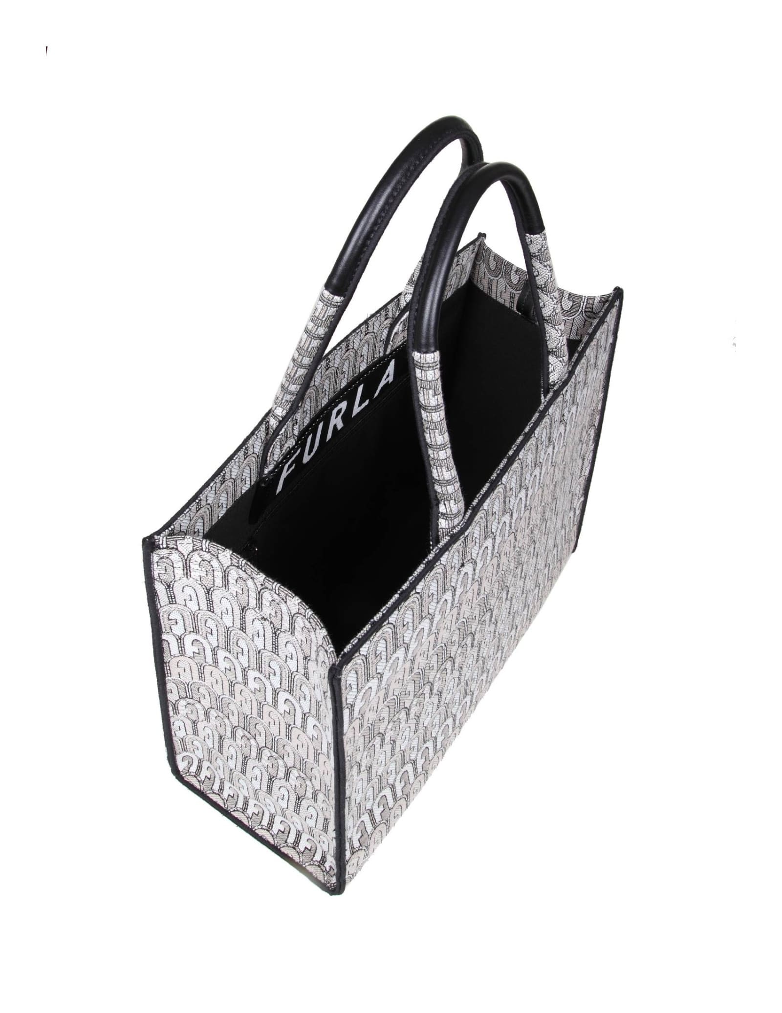 Shop Furla Opportunity L Black And White In Jacquard Fabric In Pink