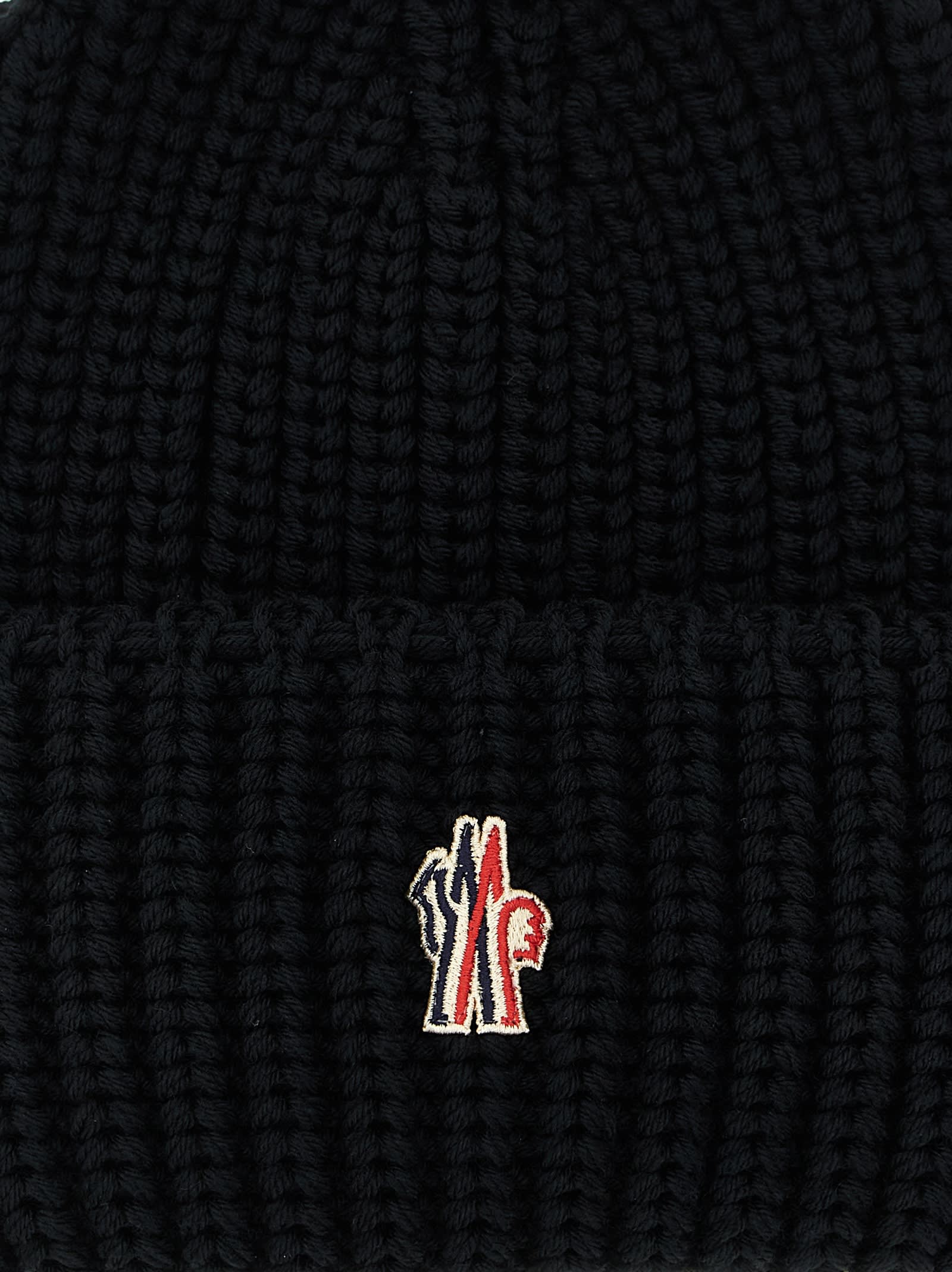 Moncler Grenoble Logo Patch Beanie In Black