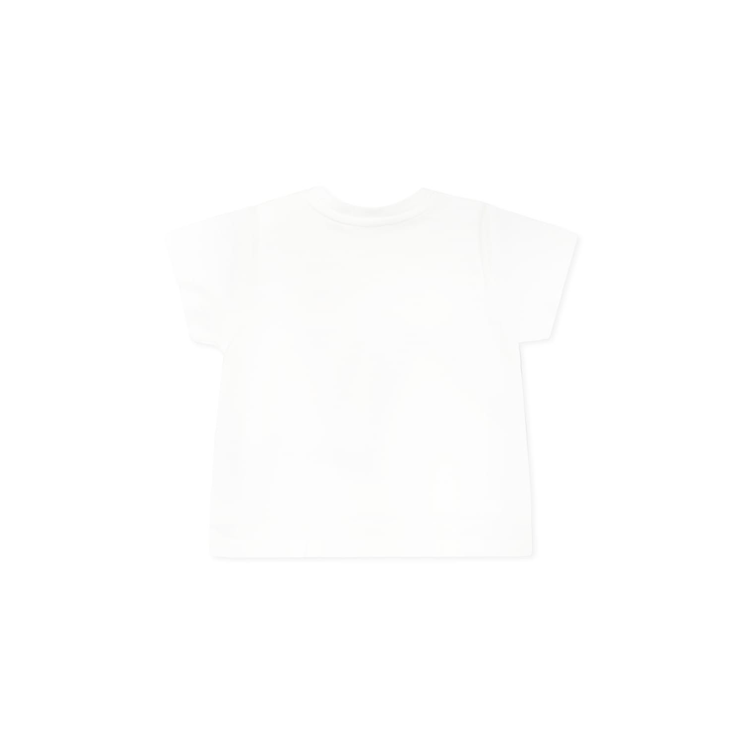 Gucci White T-shirt For Baby Girl With Gg Cross And Web Motif In White
