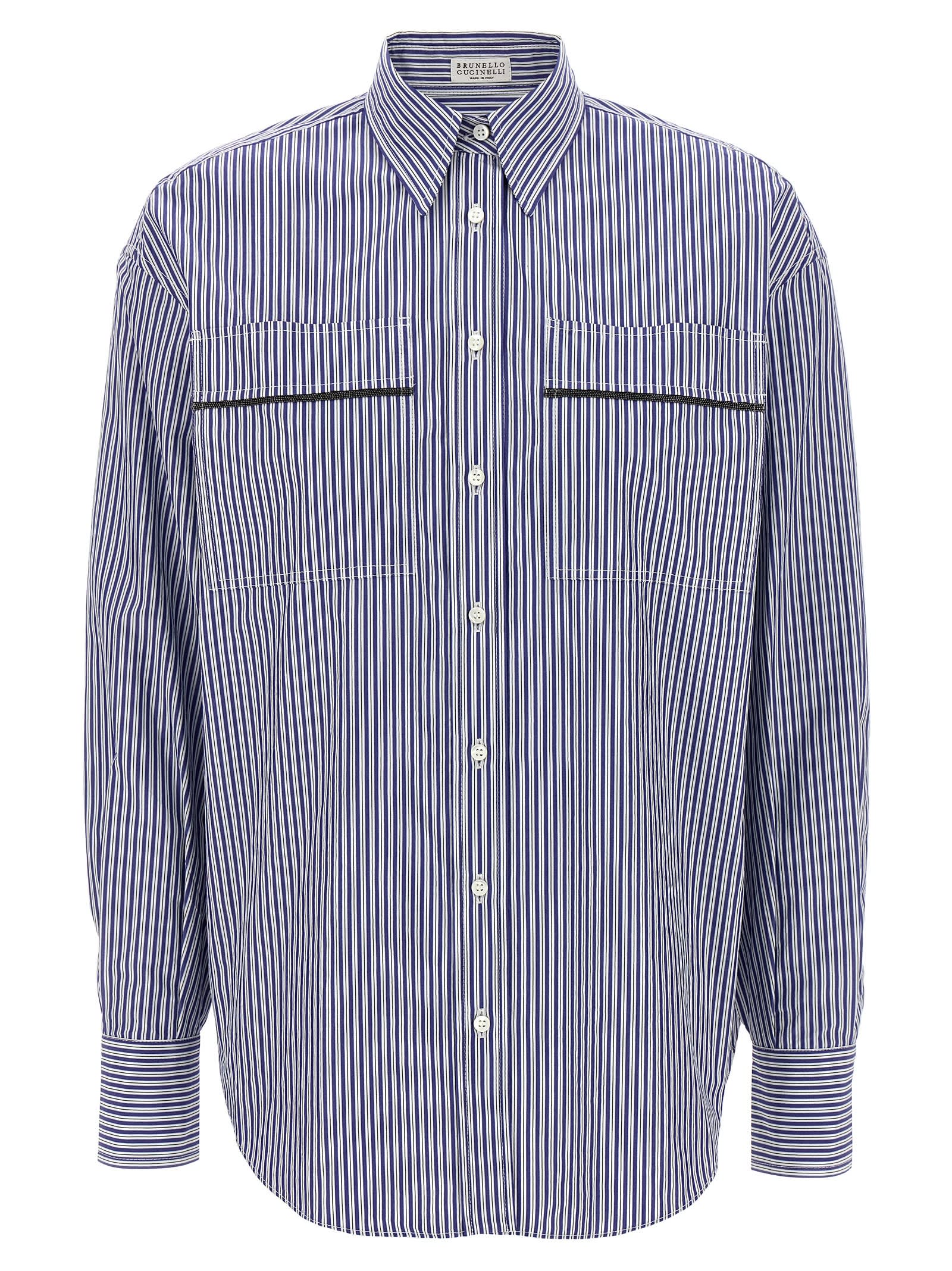 Brunello Cucinelli Monile Striped Shirt Shirt And Blouse Multicolor In Multicolor