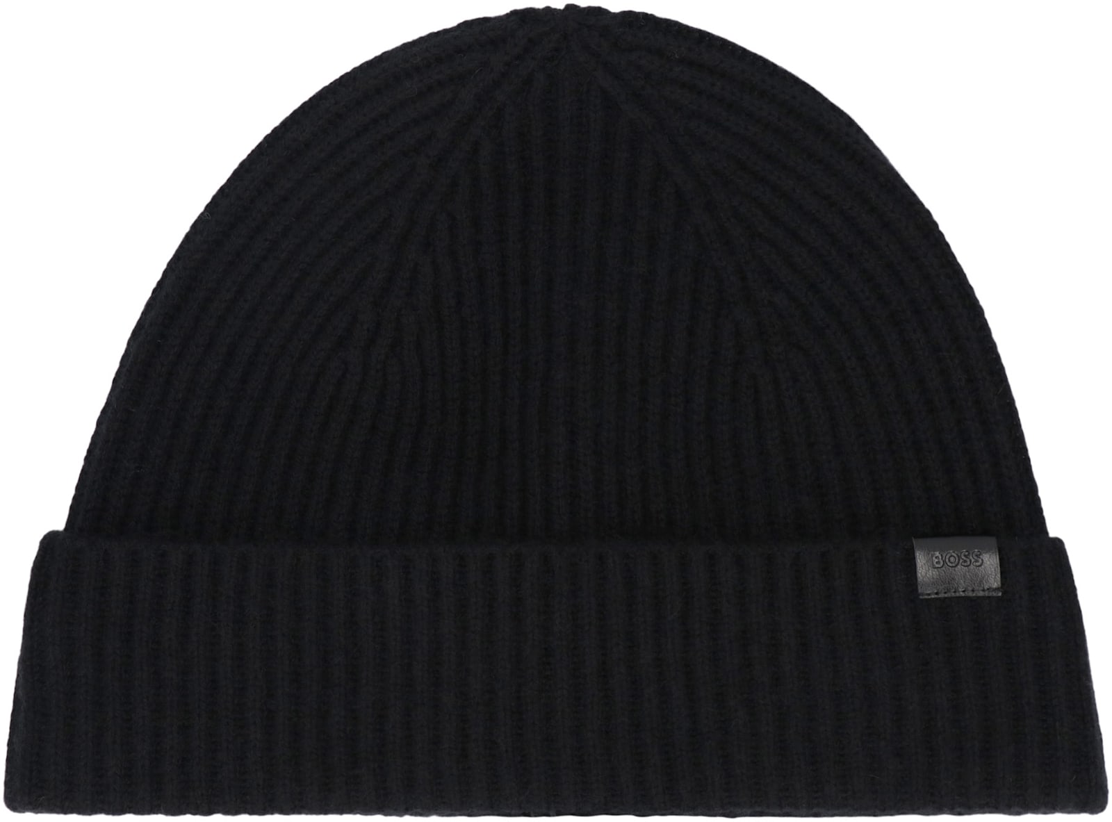 Hugo Boss Logo-patch Knitted Beanie Hat In Black