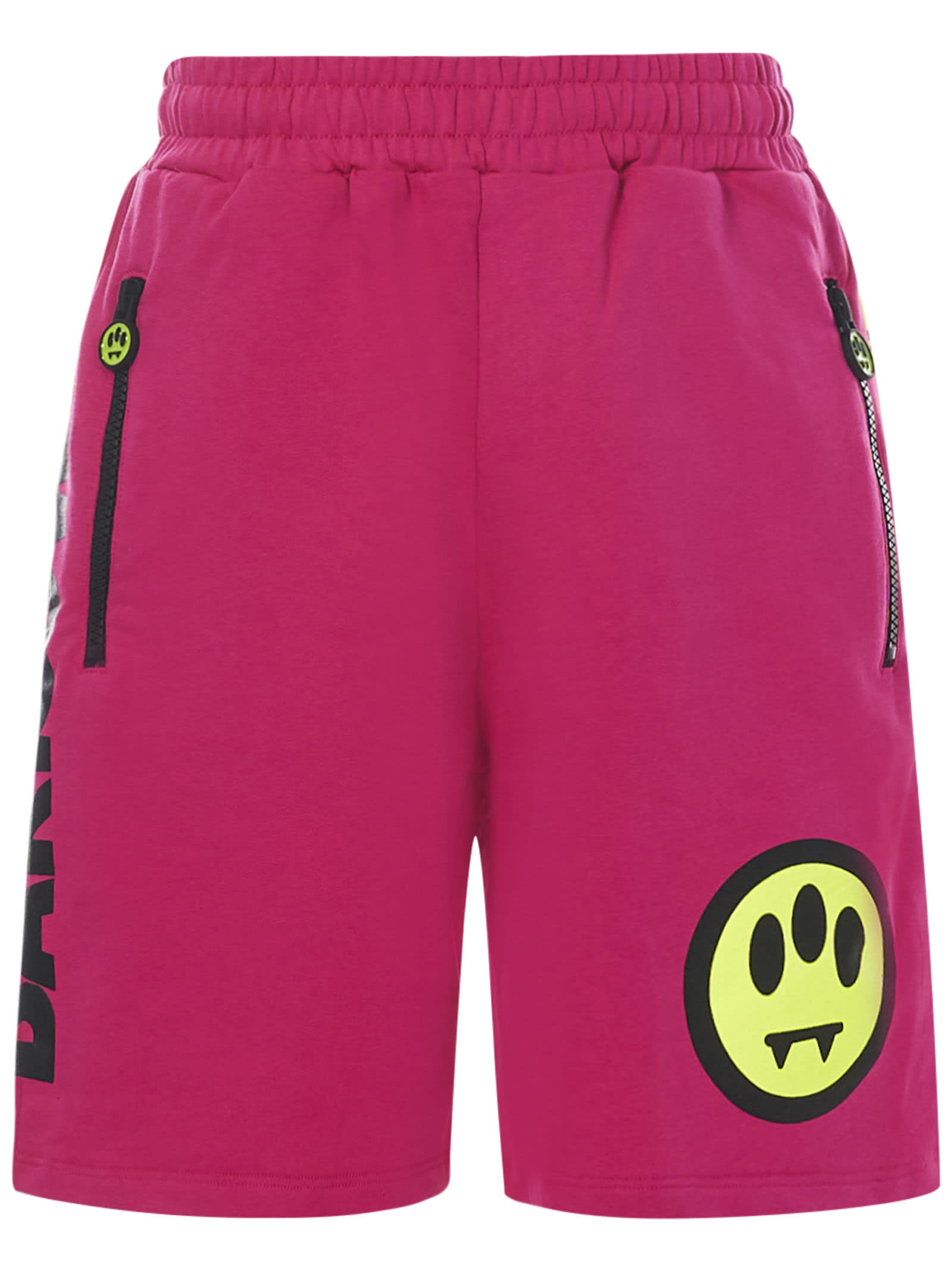 Barrow Cotton Logo Sweat Shorts In Fuxia