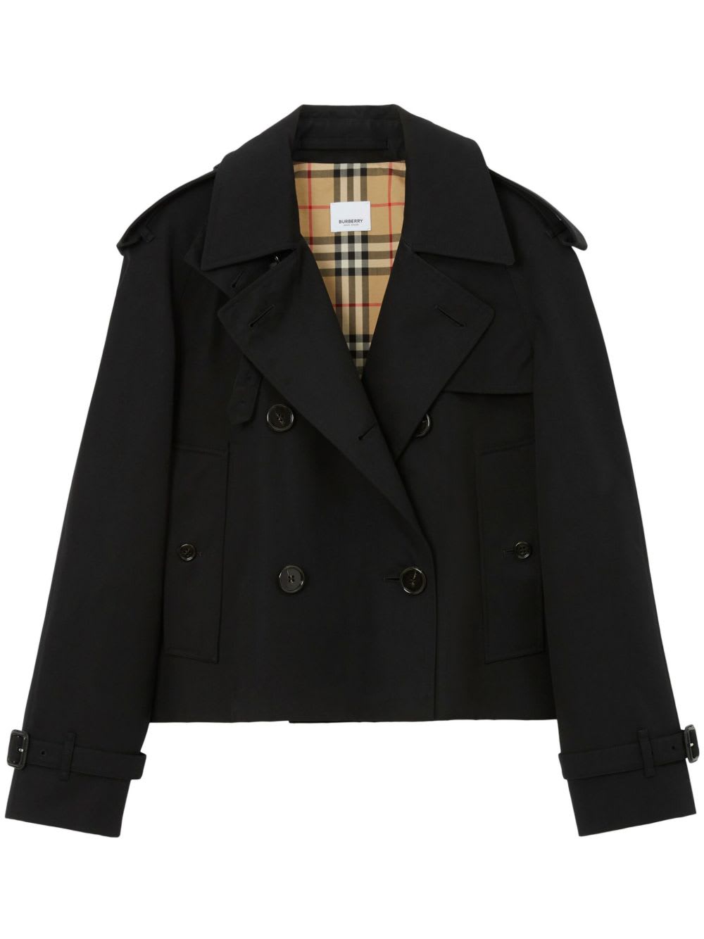 Cropped trench jacket in gabardine