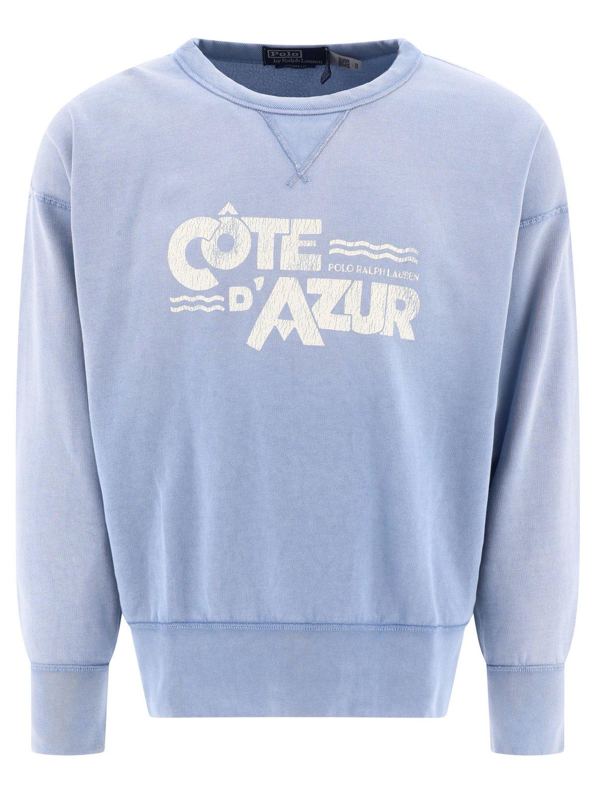 Shop Ralph Lauren Cote Dazur Logo Sweatshirt In Southport Blue
