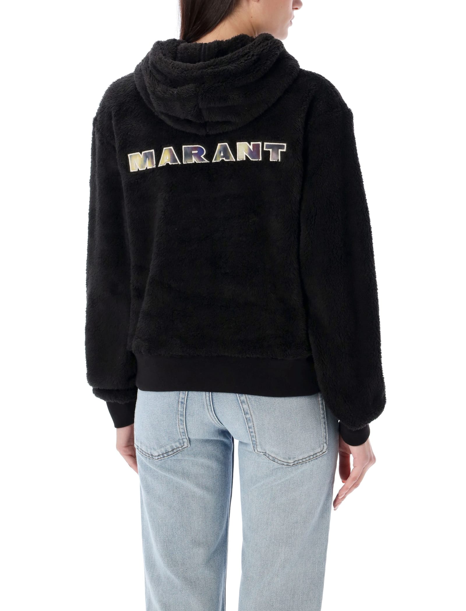 Shop Marant Etoile Meave Teddy Hoodie In Black