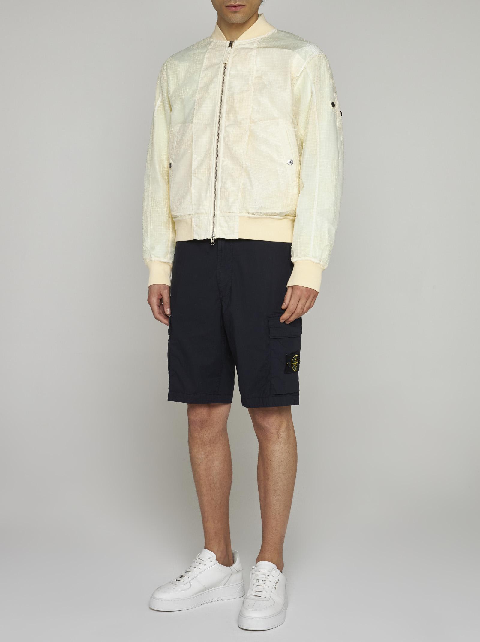 Shop Stone Island Shadow Project Technical Cotton Blend Bomber Jacket In Butter
