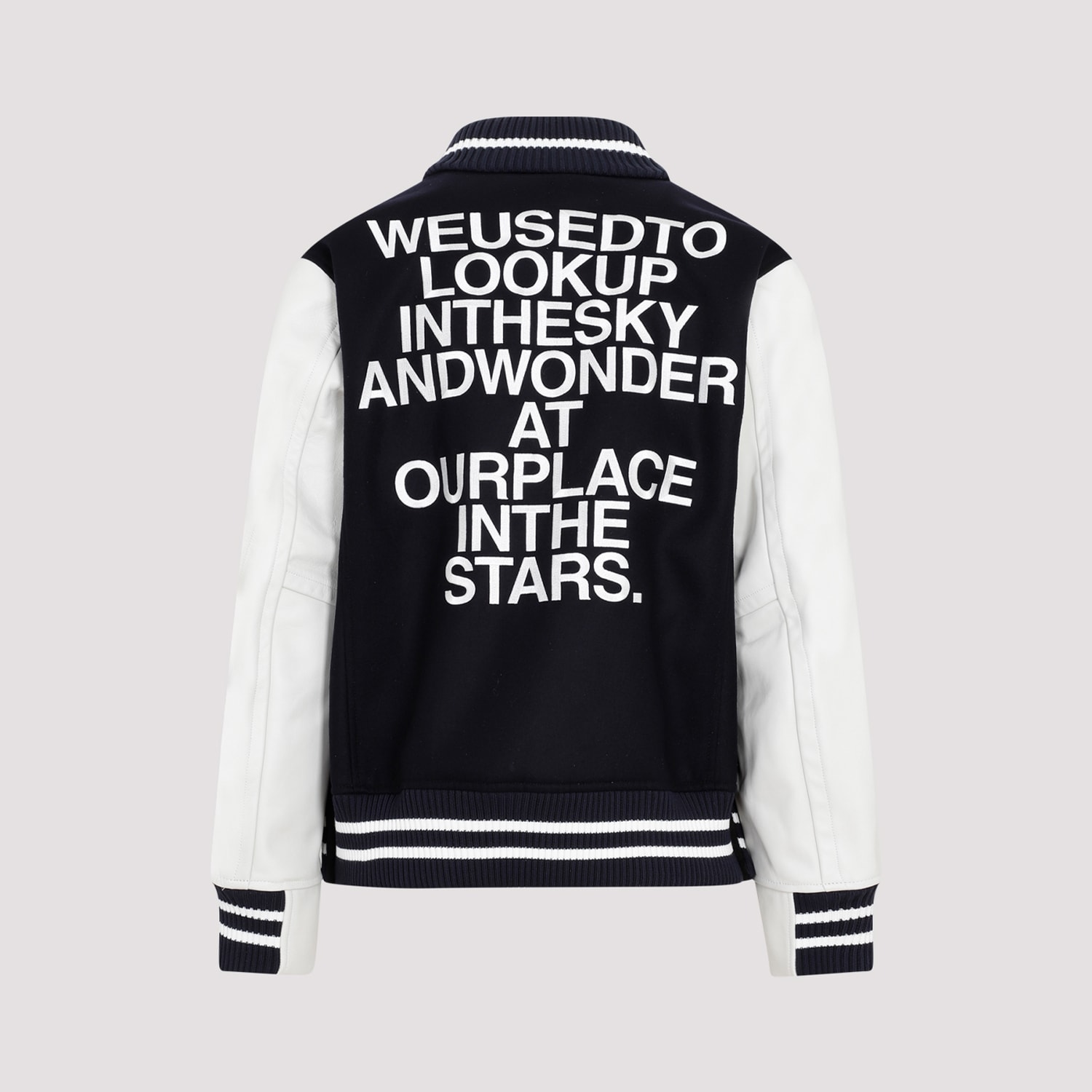 Shop Sacai Interstellar Blouson Jacket In Navy Off White