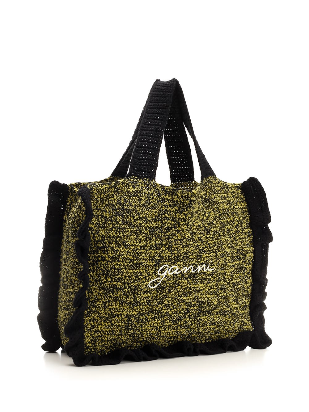 Shop Ganni Egret Tote Bag In Black