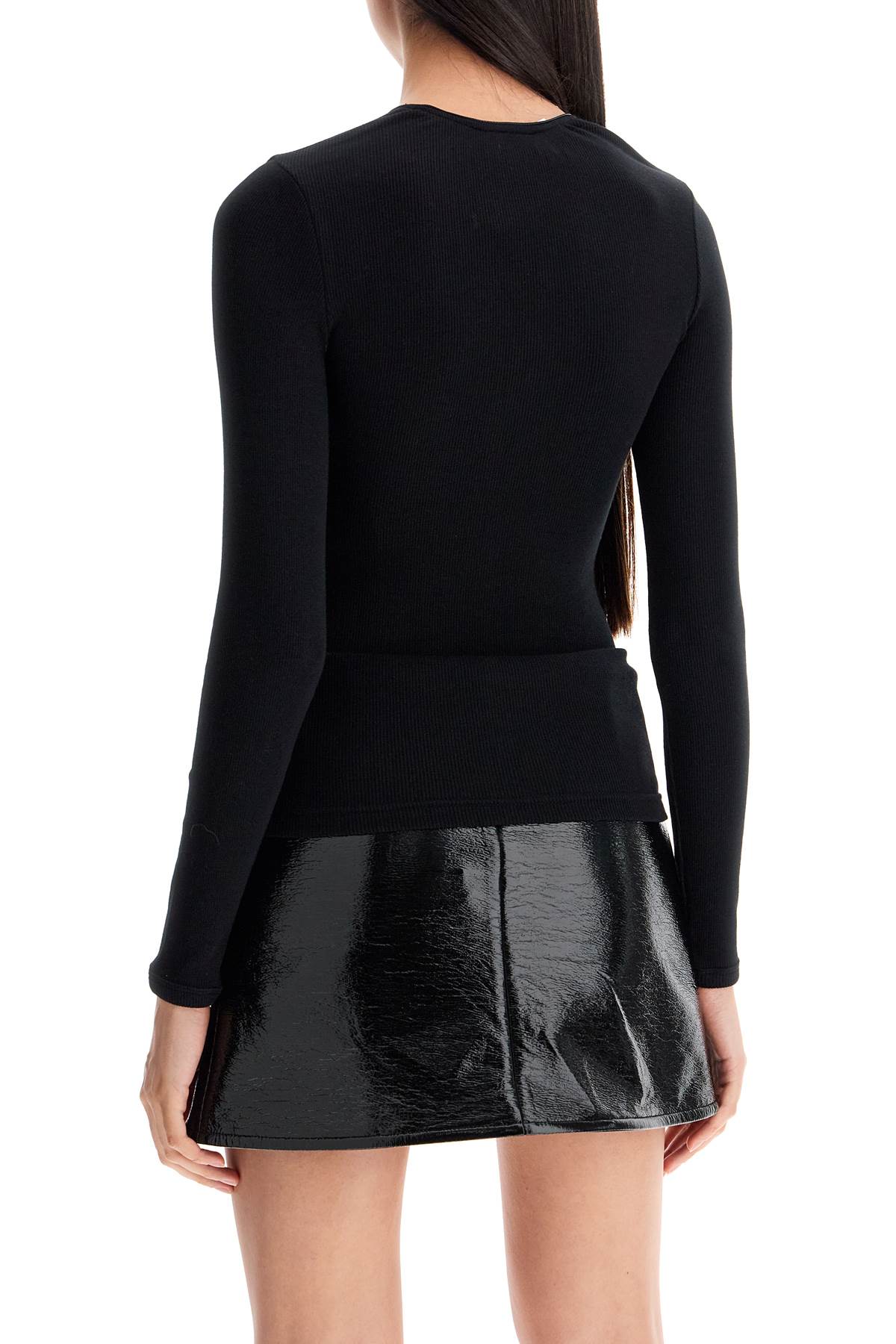 Shop Courrèges Fitted Long-sleeve Top In Black (black)