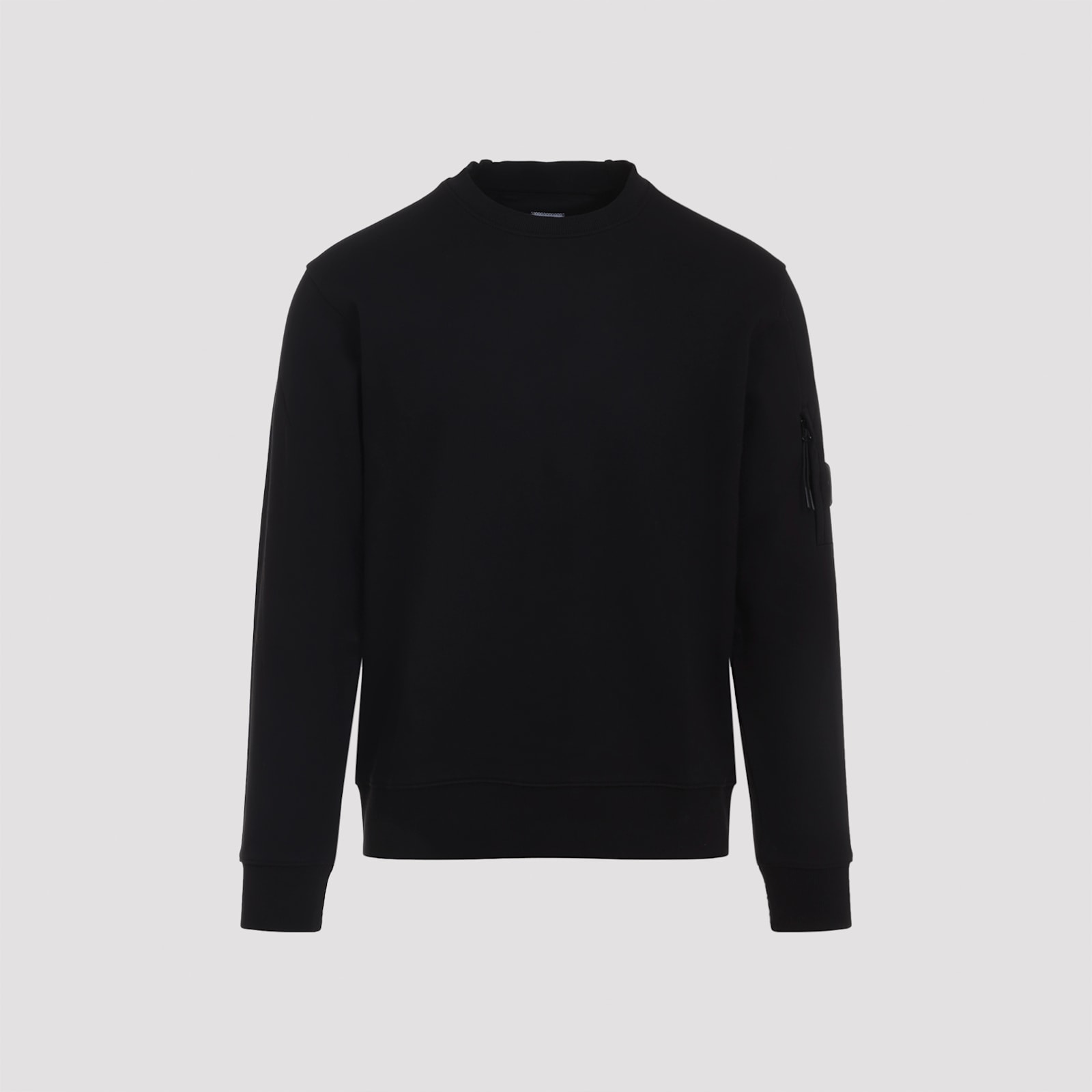 C.p. Company Brushed Cotton Sweatshirt With Lens Detail In Black