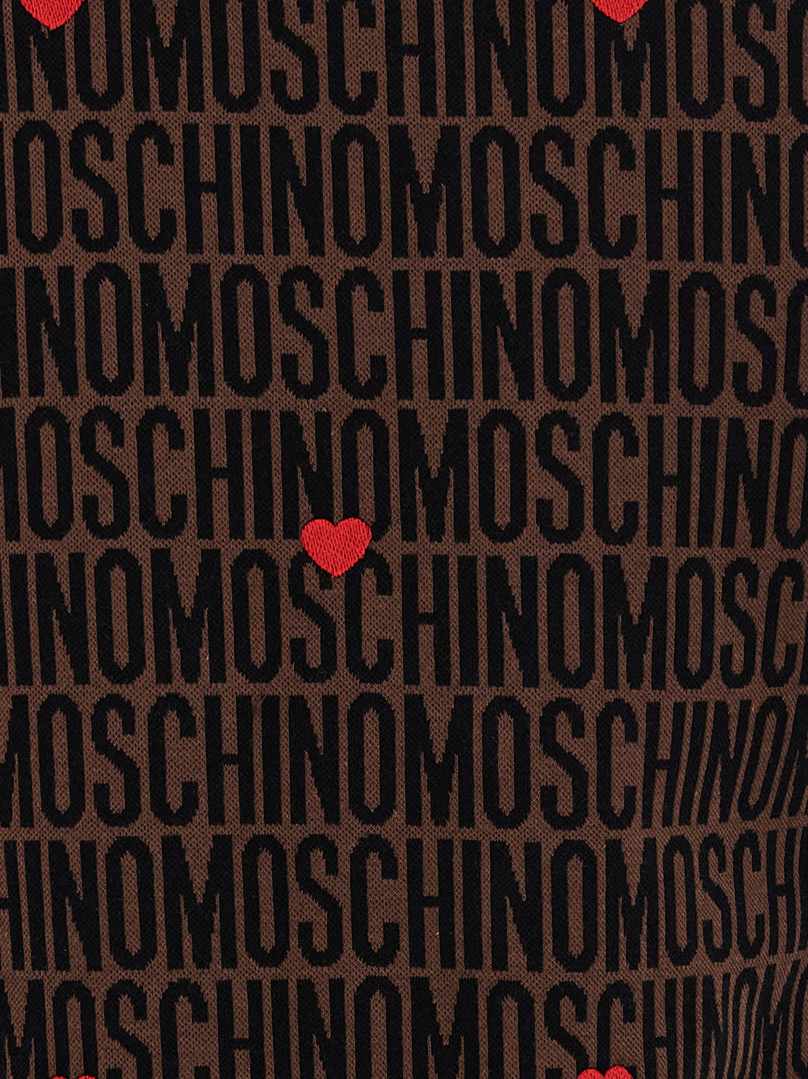 Shop Moschino Logo T-shirt In Brown