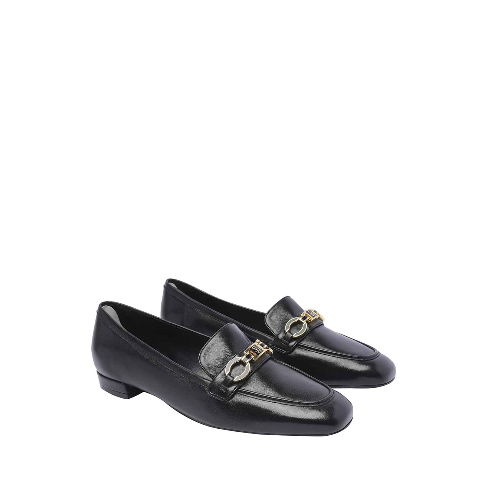 Stuart Weitzman Signature Square Leather Loafers In Black